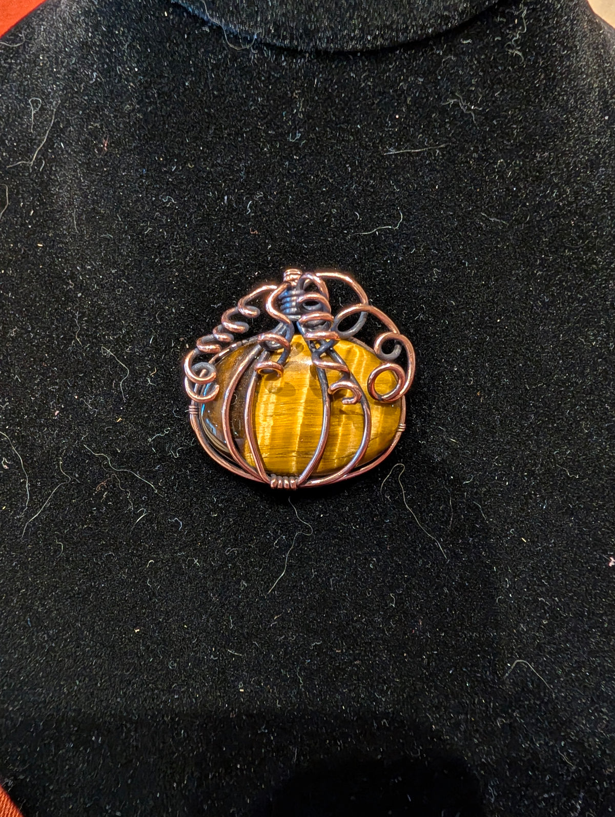 Tiger's Eye Pumpkin Pendant