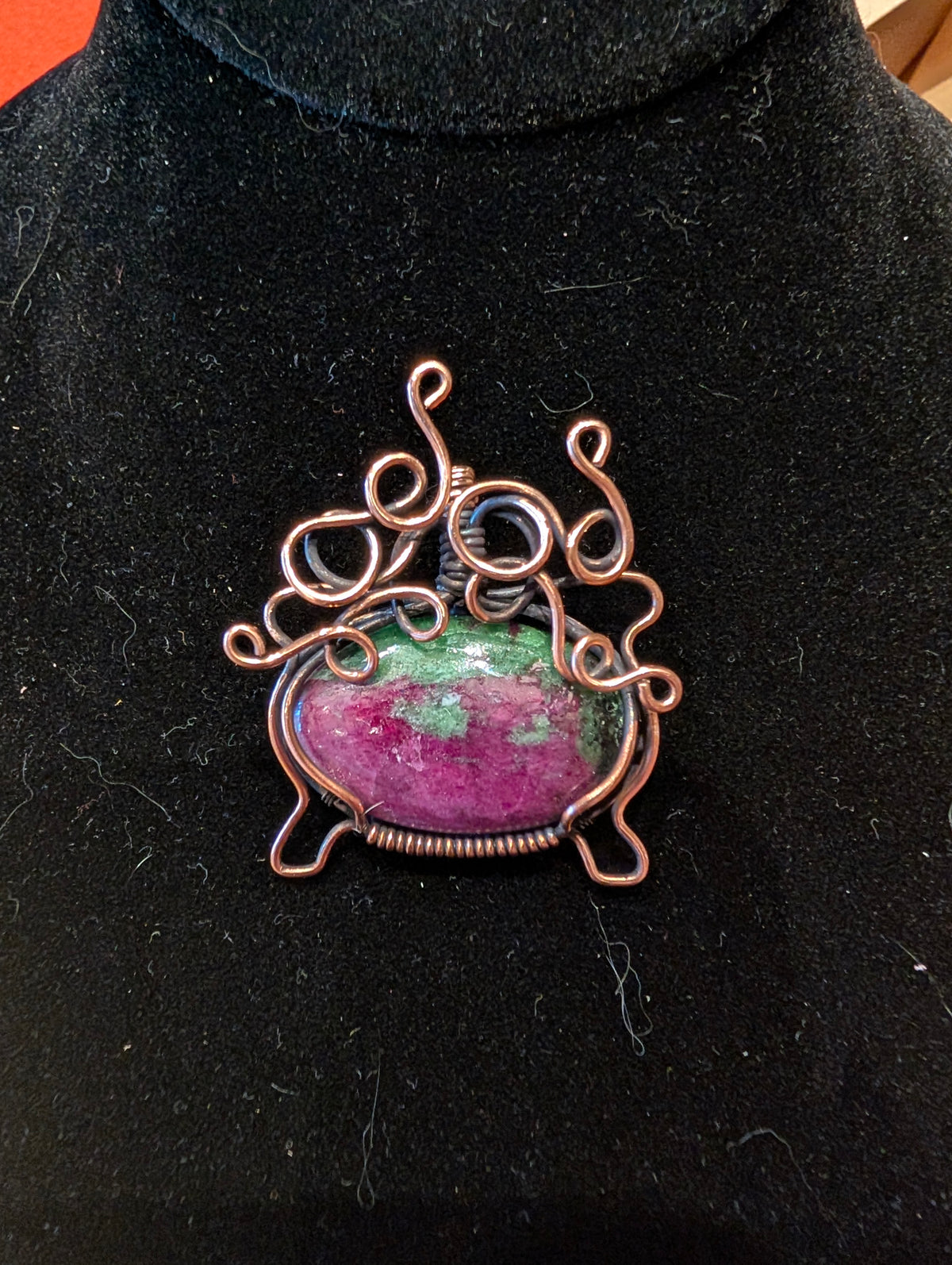 Ruby zoisite cauldron pendant