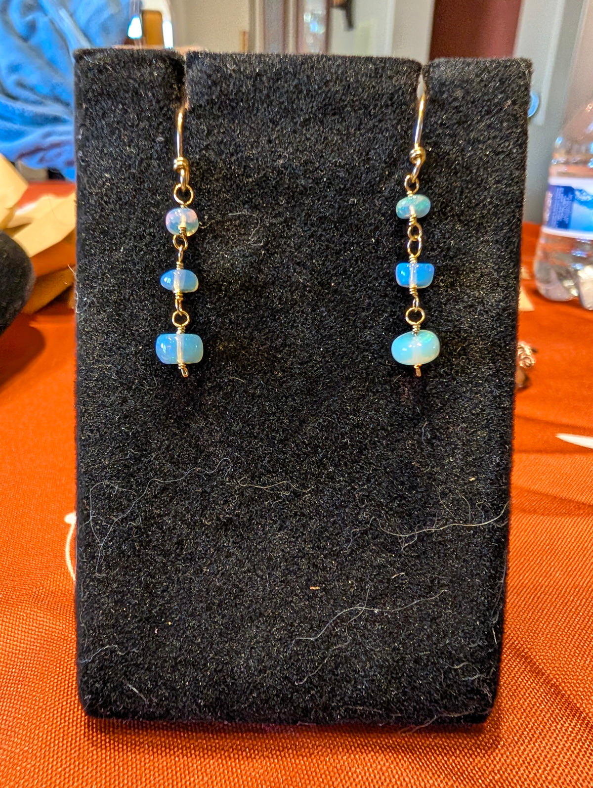 Opal Drop Brass Earrings