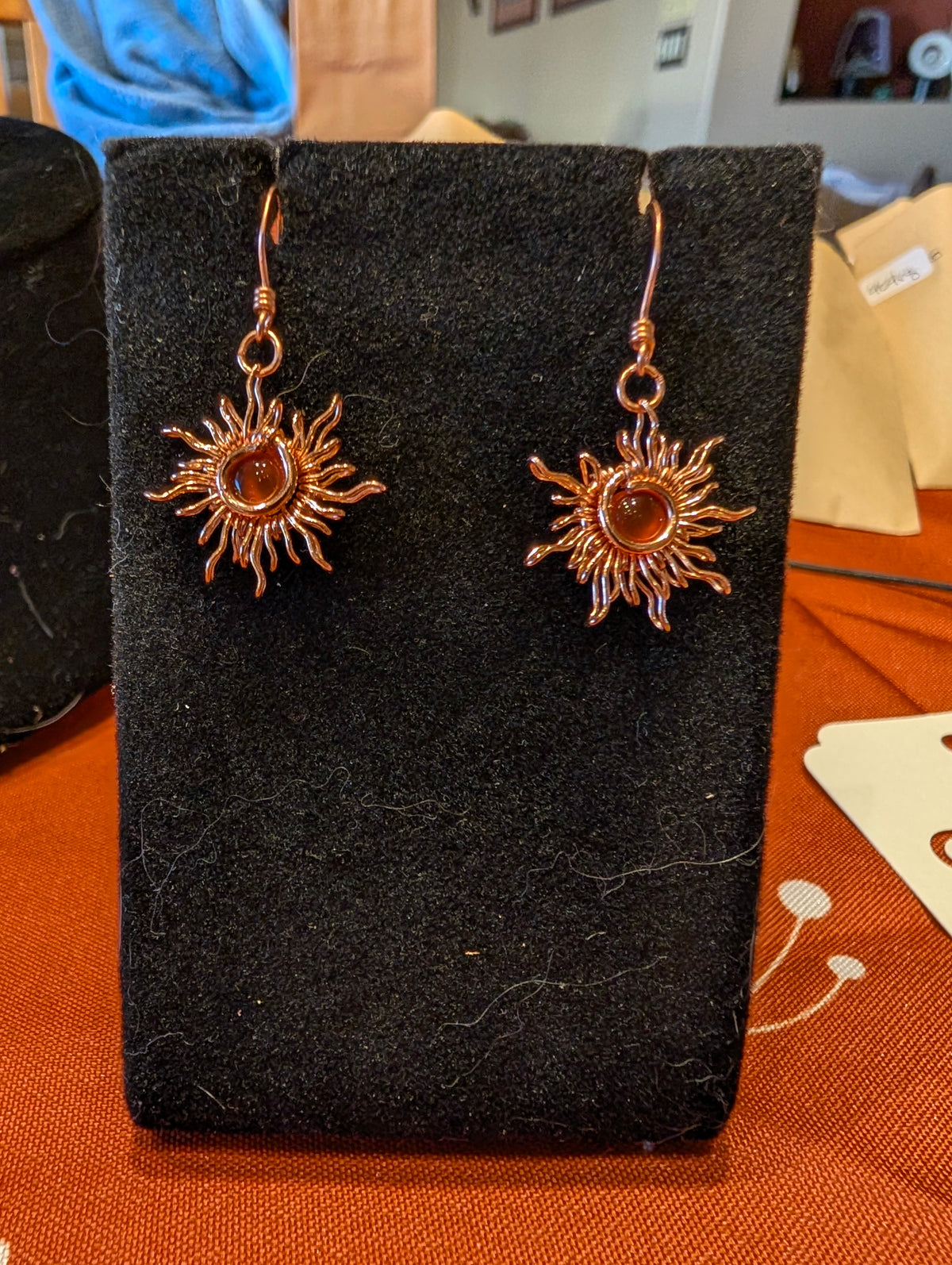 Carnelian Sun Charm Earrings