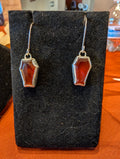 Hessonite Garnet Silver Coffin Earrings