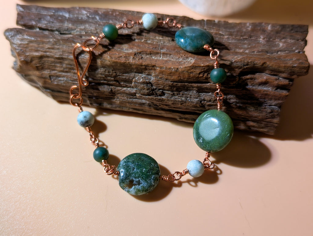 Green Coin Bead Chain Bracelet