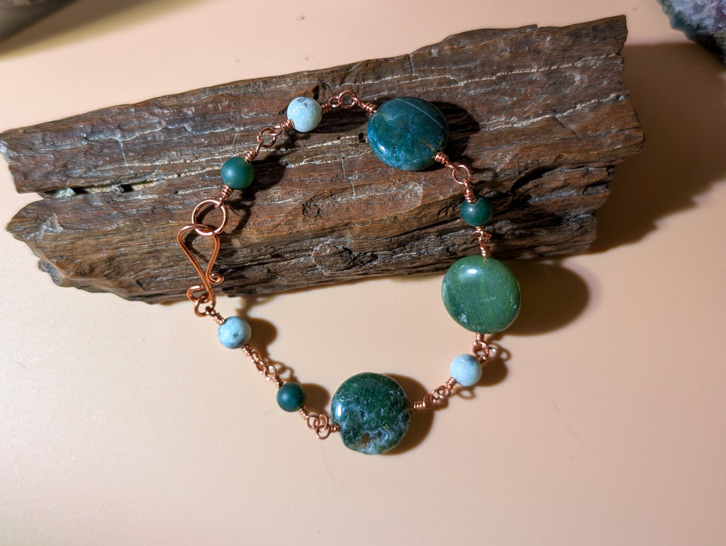 Green Coin Bead Chain Bracelet