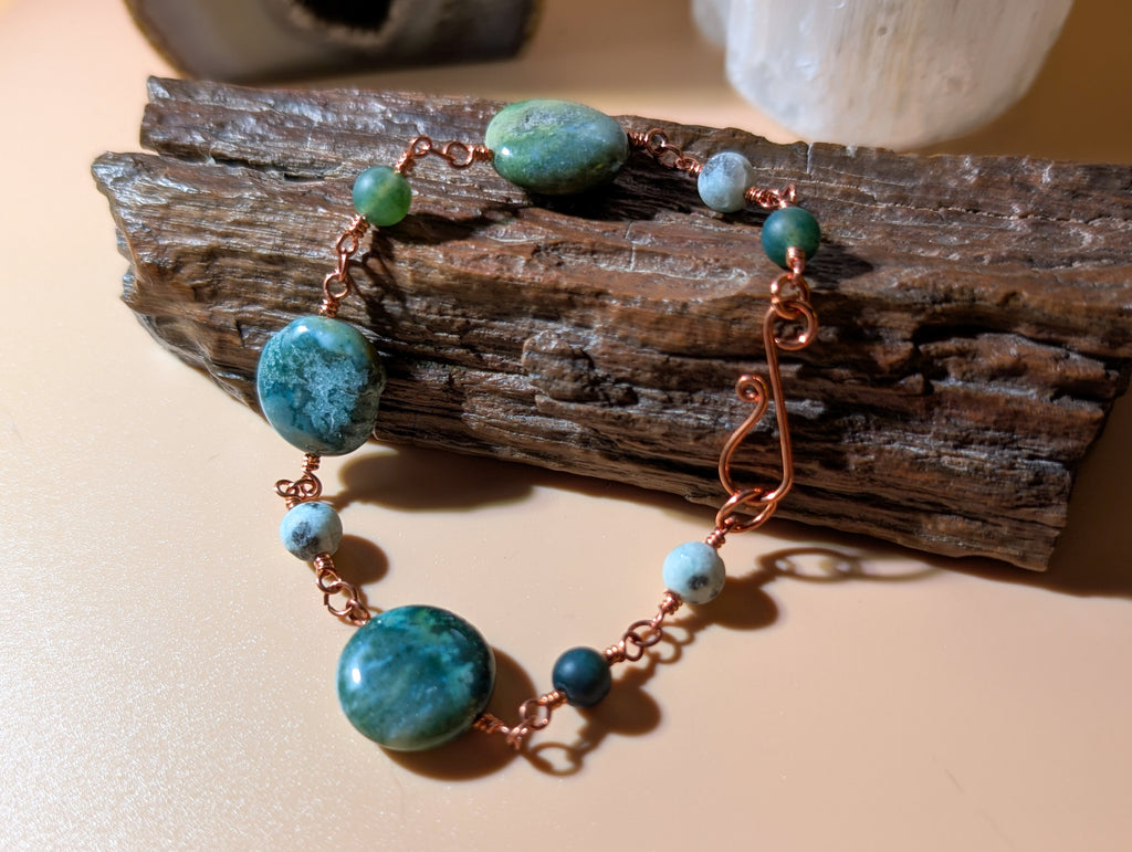 Green Coin Bead Chain Bracelet