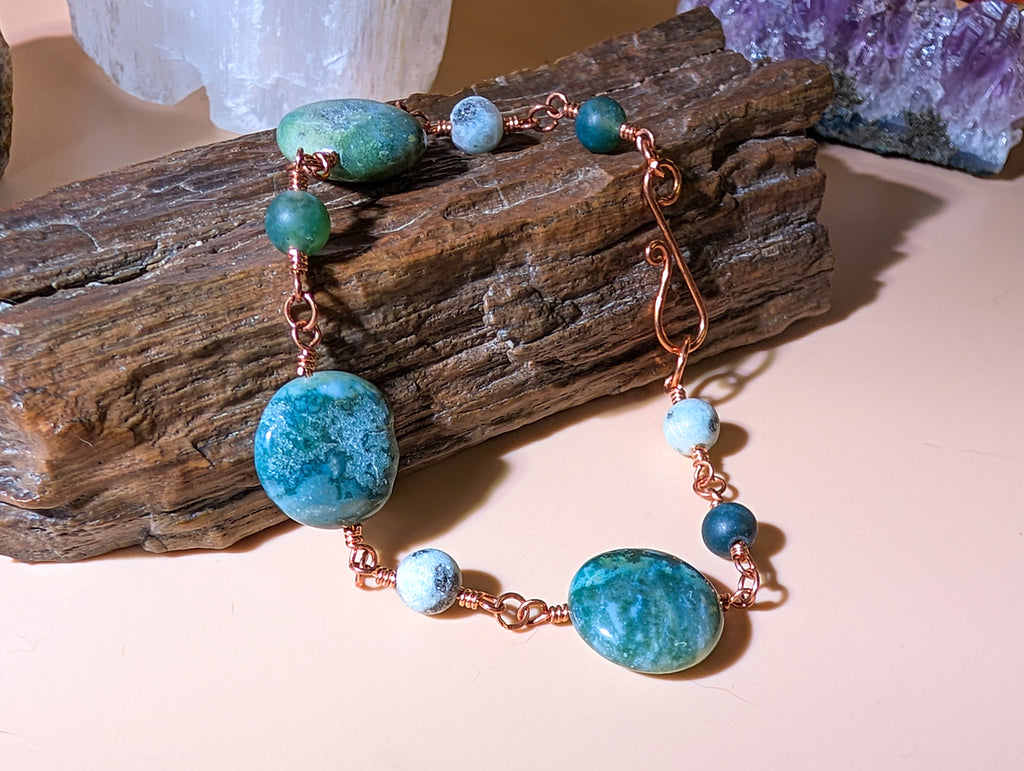 Green Coin Bead Chain Bracelet