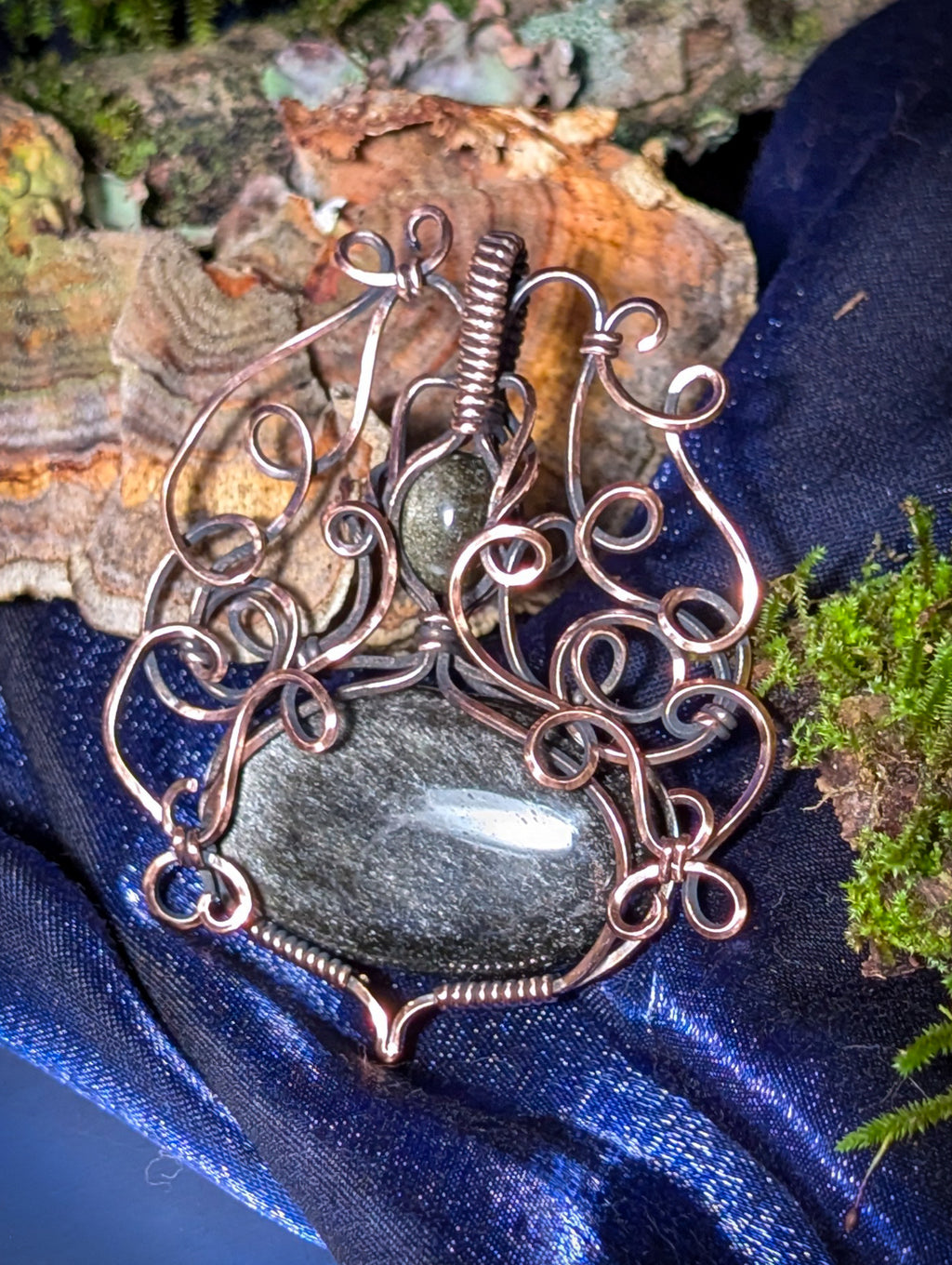 Silver Sheen Obsidian Pendant