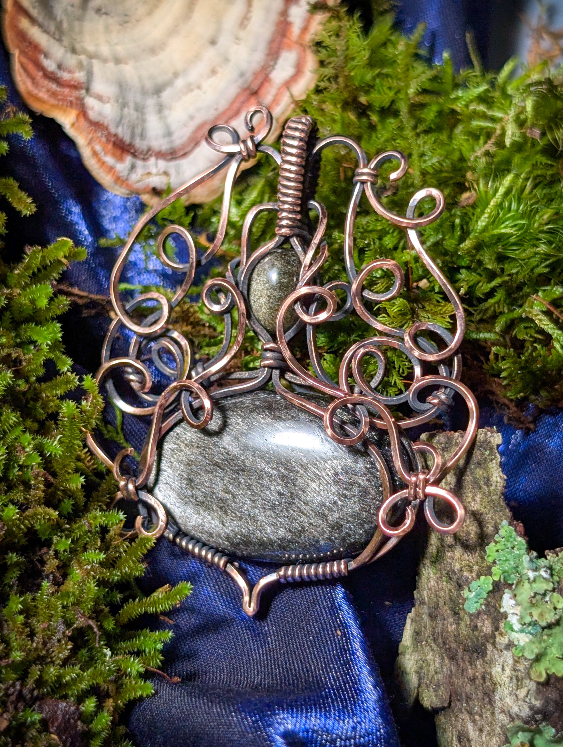 Silver Sheen Obsidian Pendant