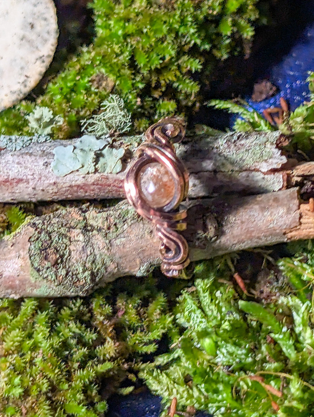 Sunstone Copper Ring Size 4.5