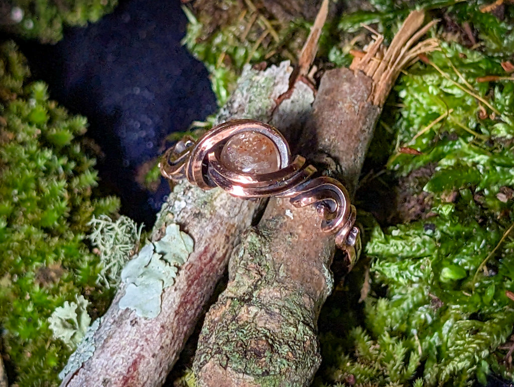 Sunstone Copper Ring Size 4.5