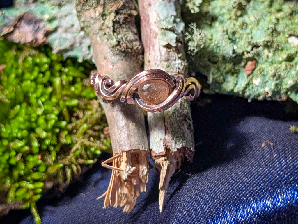 Sunstone Copper Ring Size 4.5