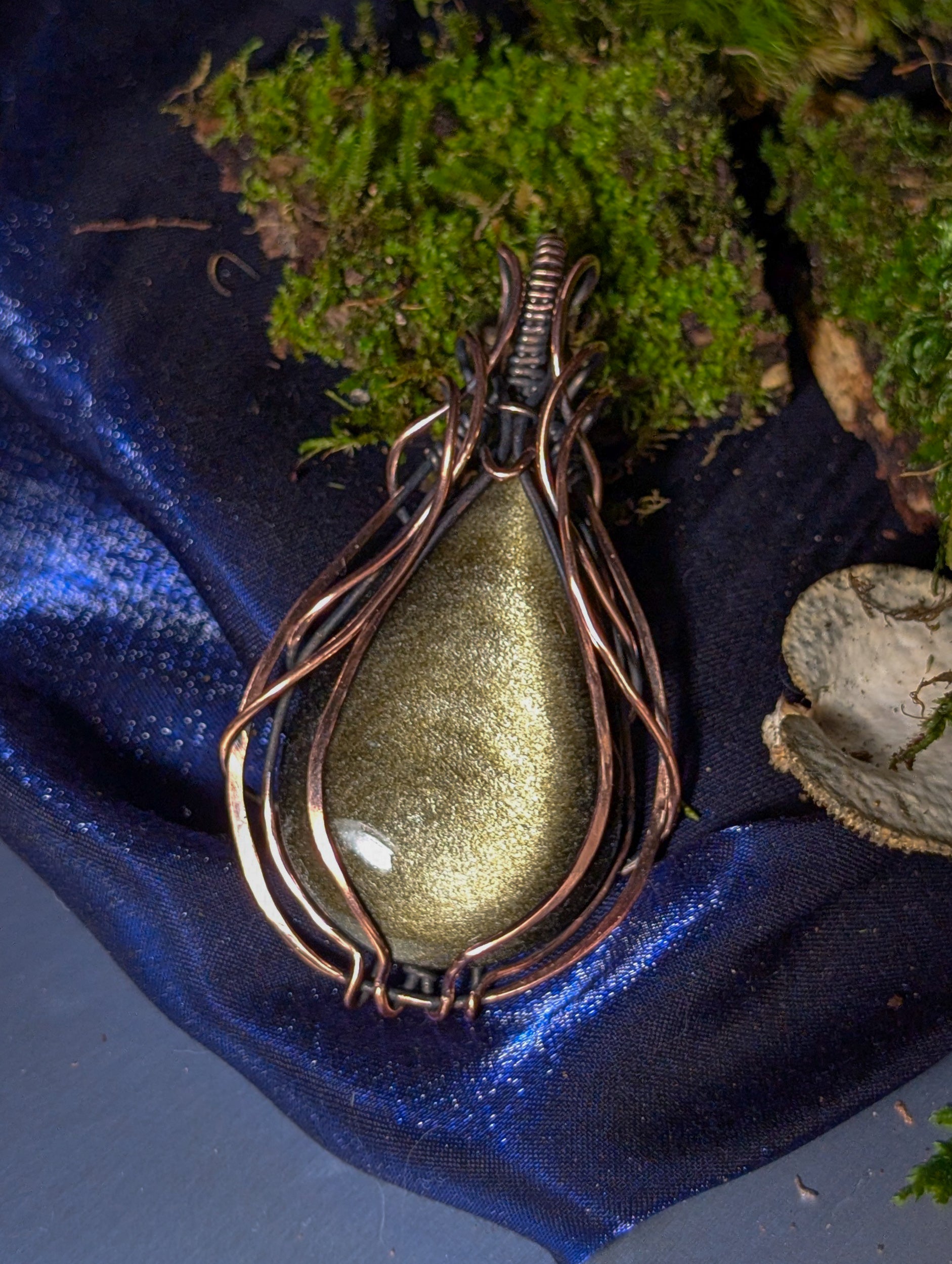 Golden Sheen Obsidian Pendant