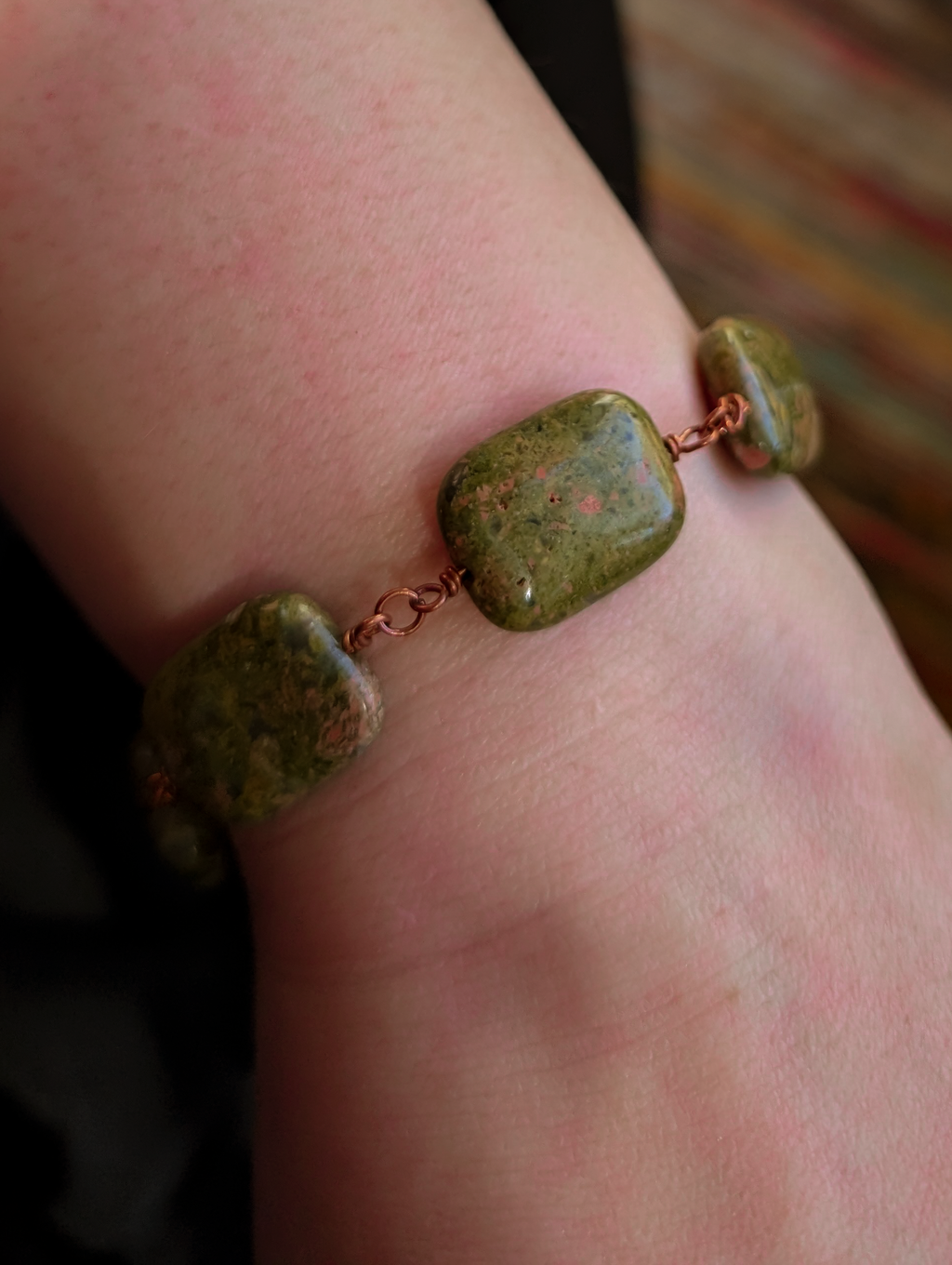 Unakite Bead Bracelet