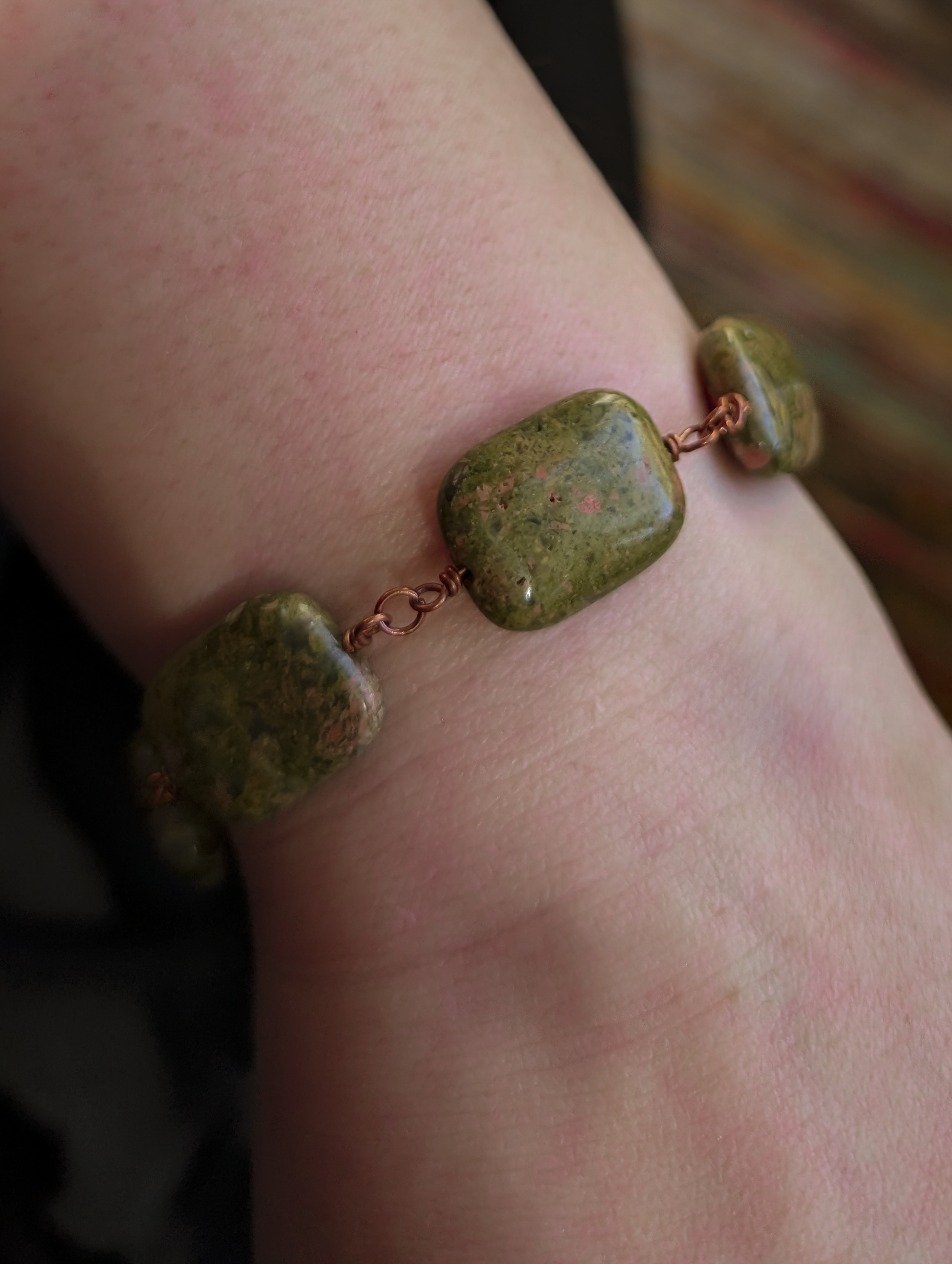 Unakite Bead Bracelet