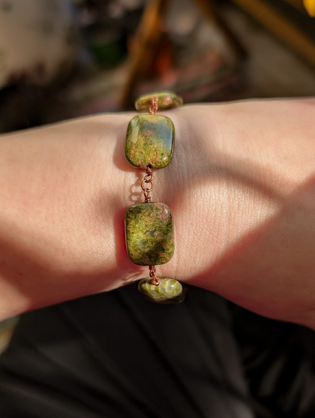 Unakite Bead Bracelet
