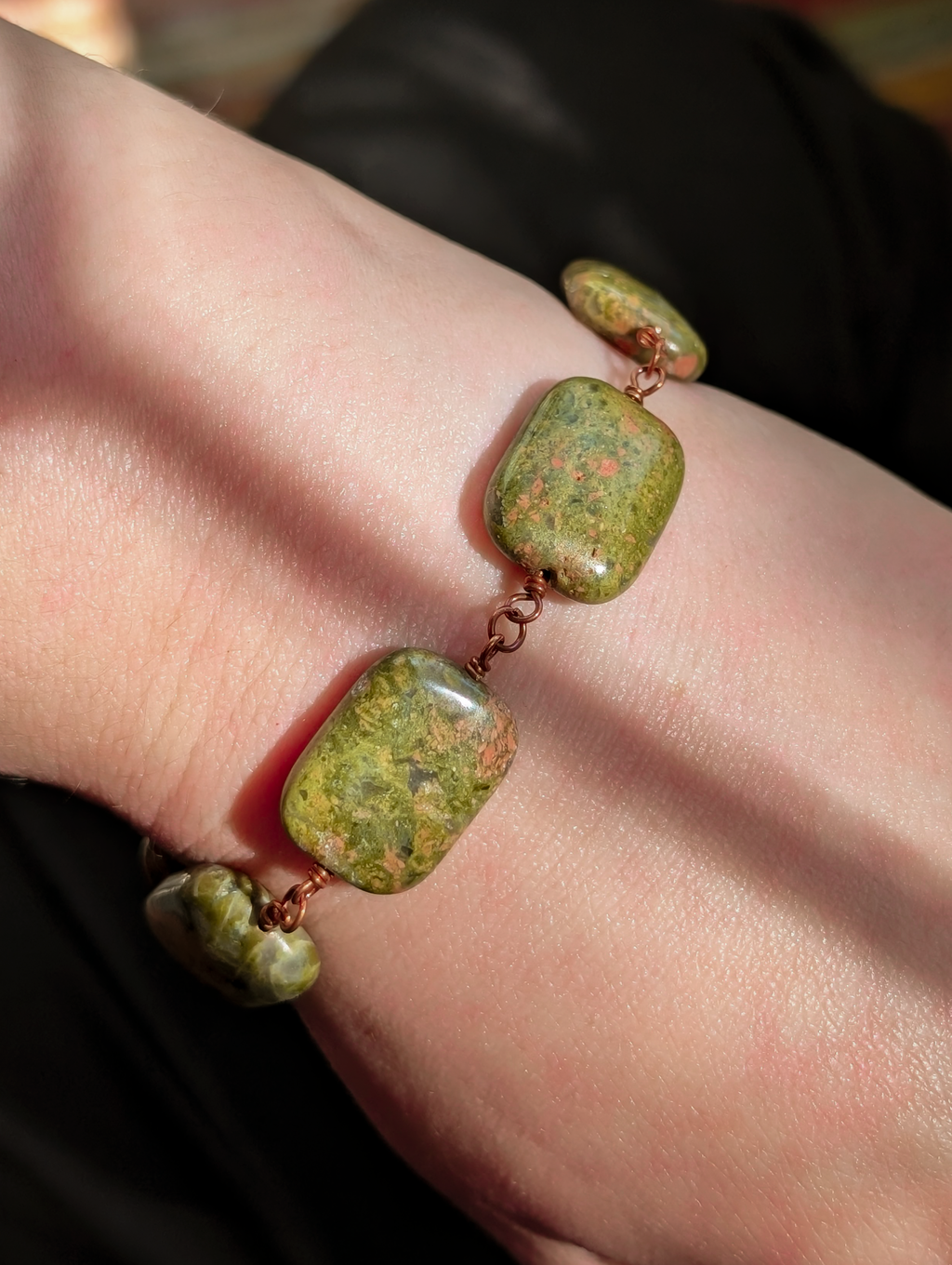 Unakite Bead Bracelet