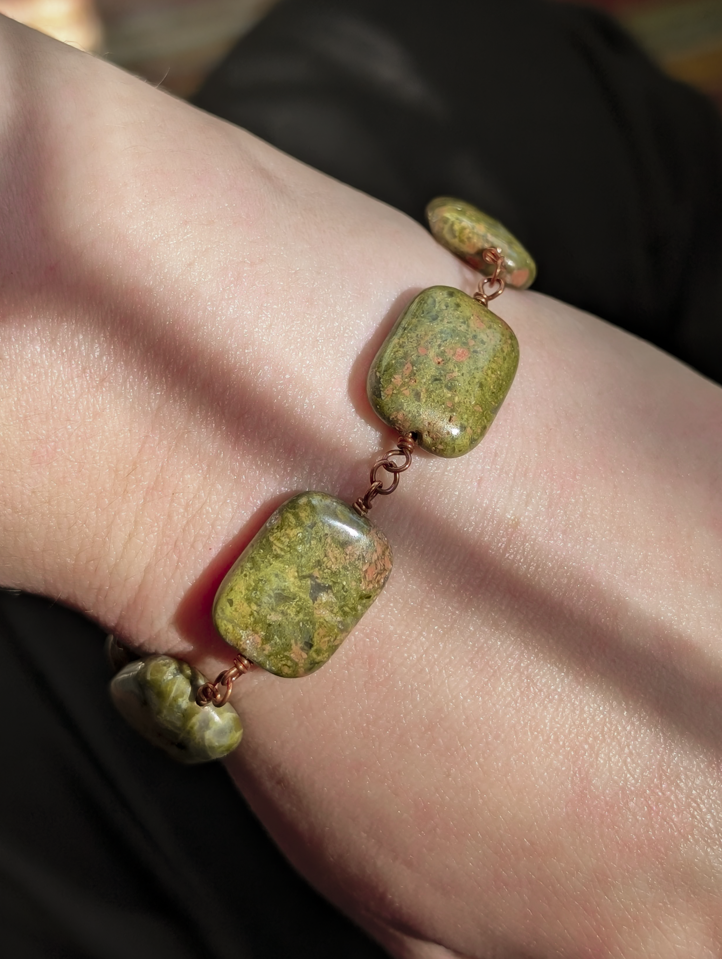 Unakite Bead Bracelet