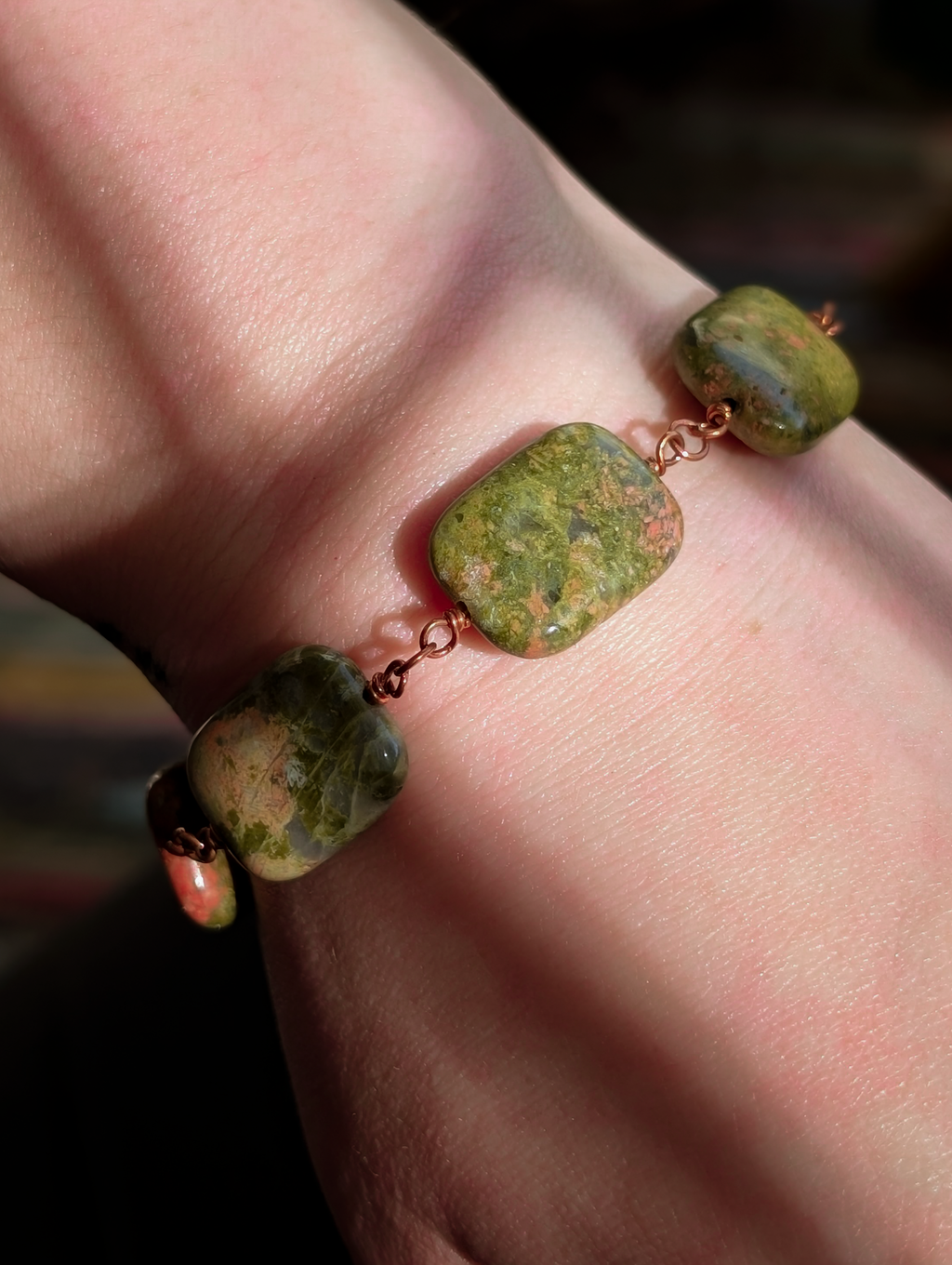 Unakite Bead Bracelet