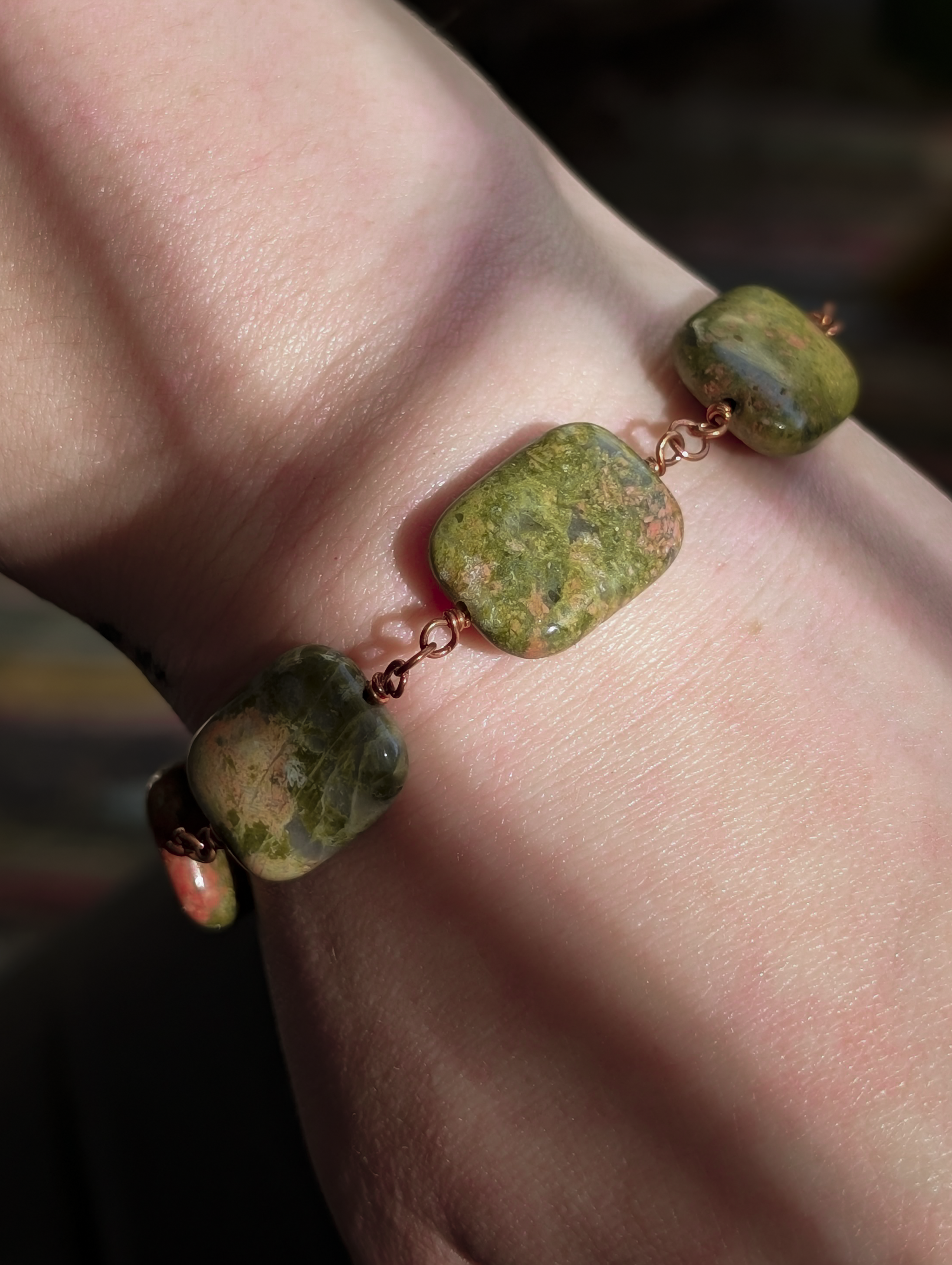 Unakite Bead Bracelet