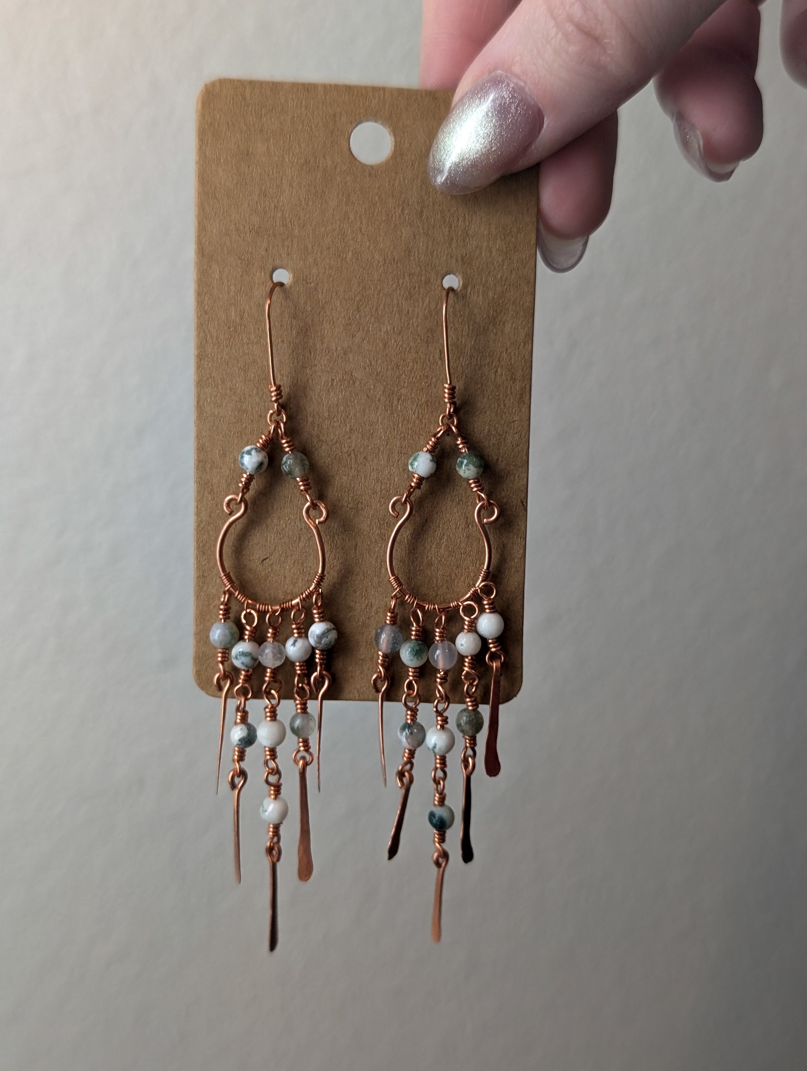 Dangly Tree Agate Earrings