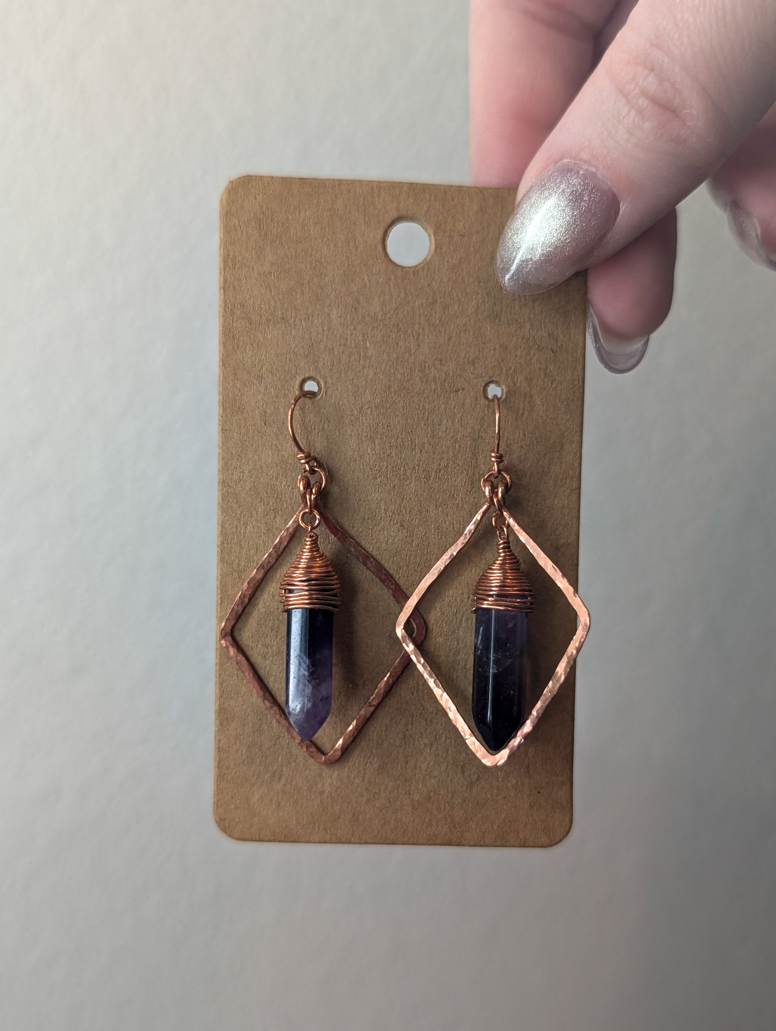 Dangly Amethyst Frame Earrings