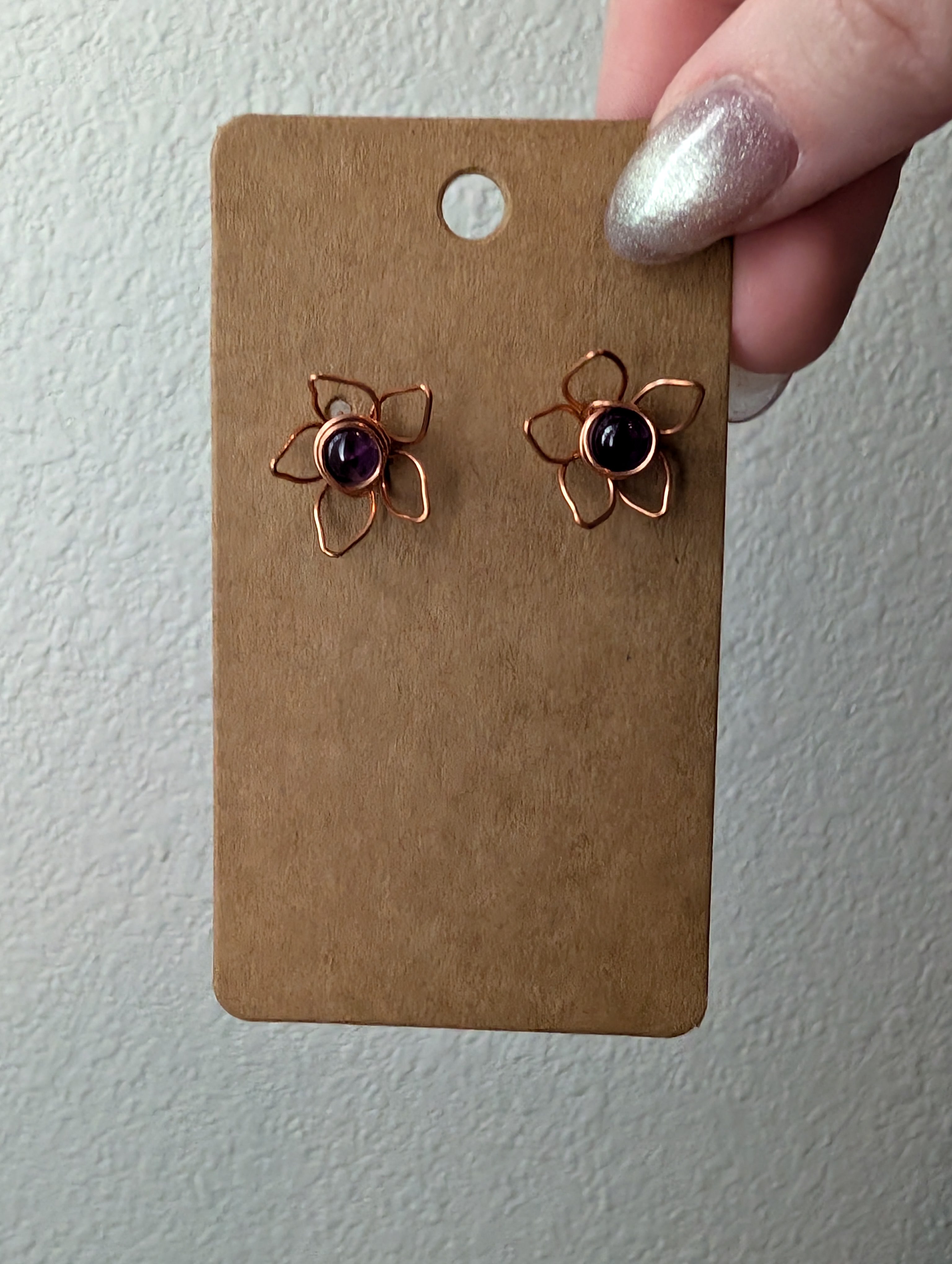 Amethyst Flower Stud Earrings