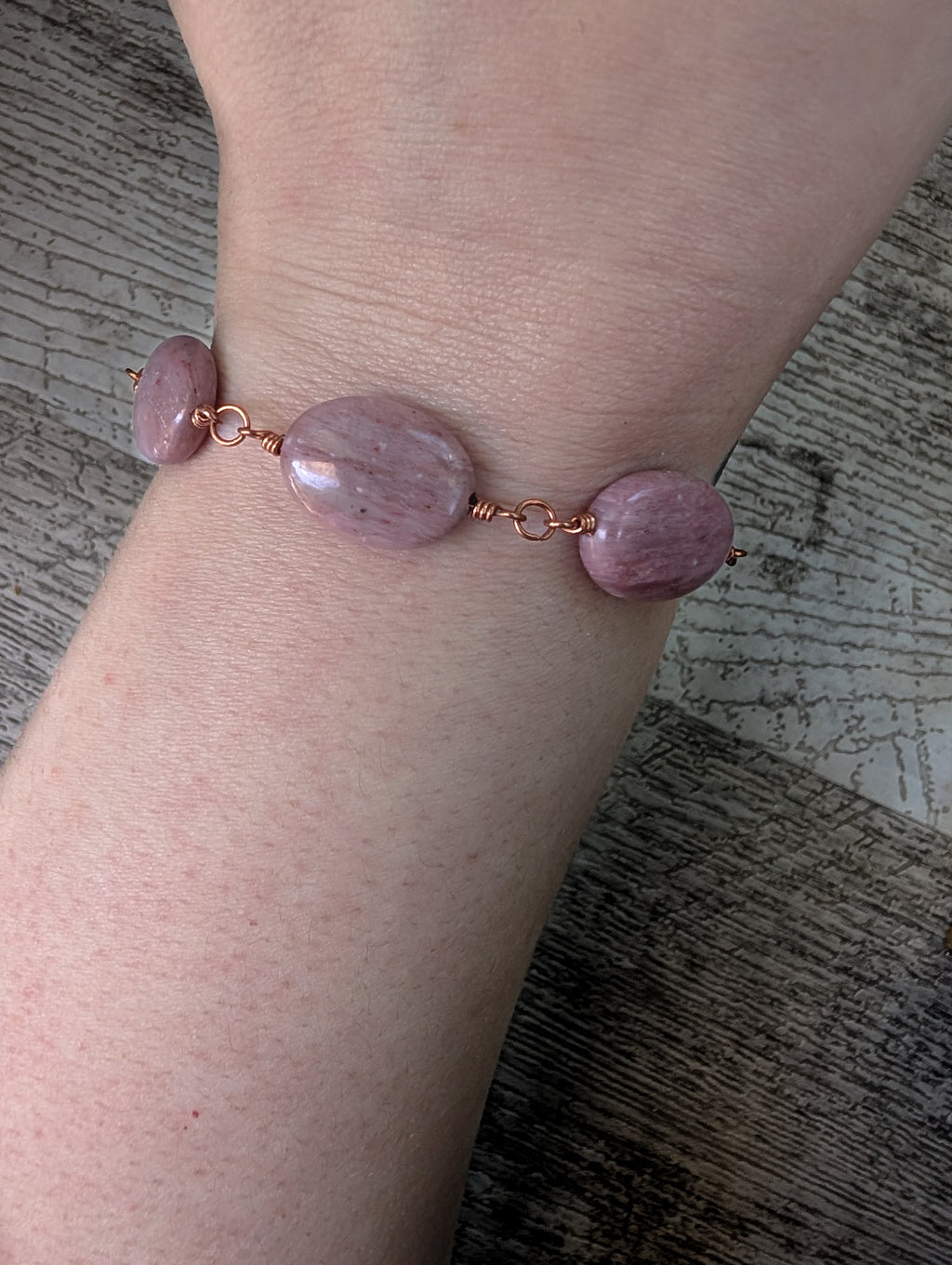 Rhodonite Bead Chain Bracelet
