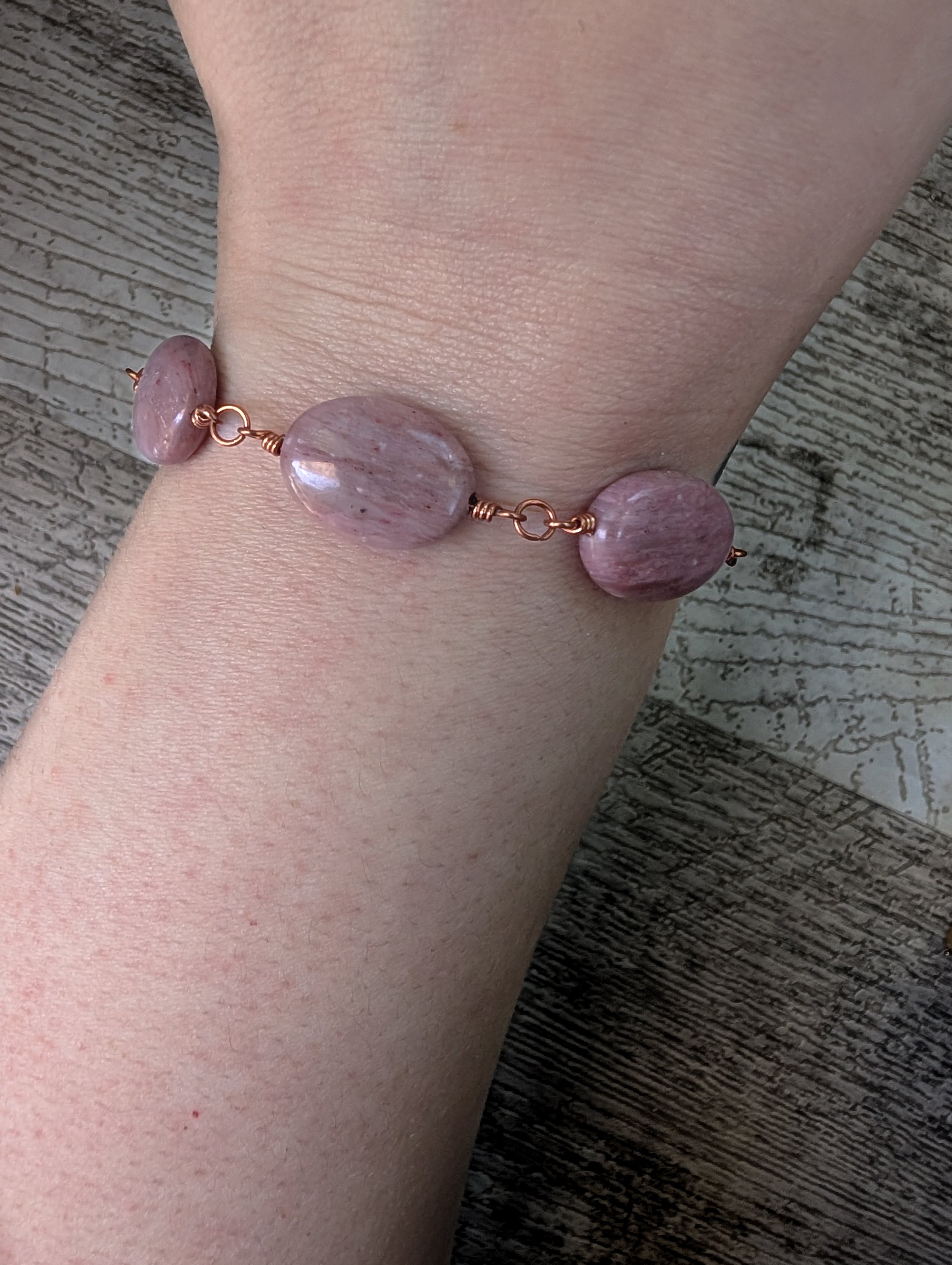 Rhodonite Bead Chain Bracelet