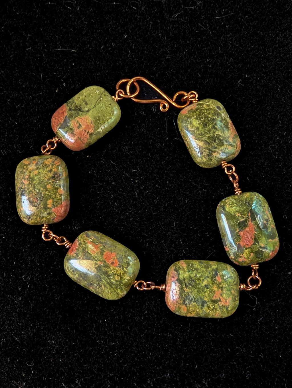 Unakite Bead Chain Bracelet