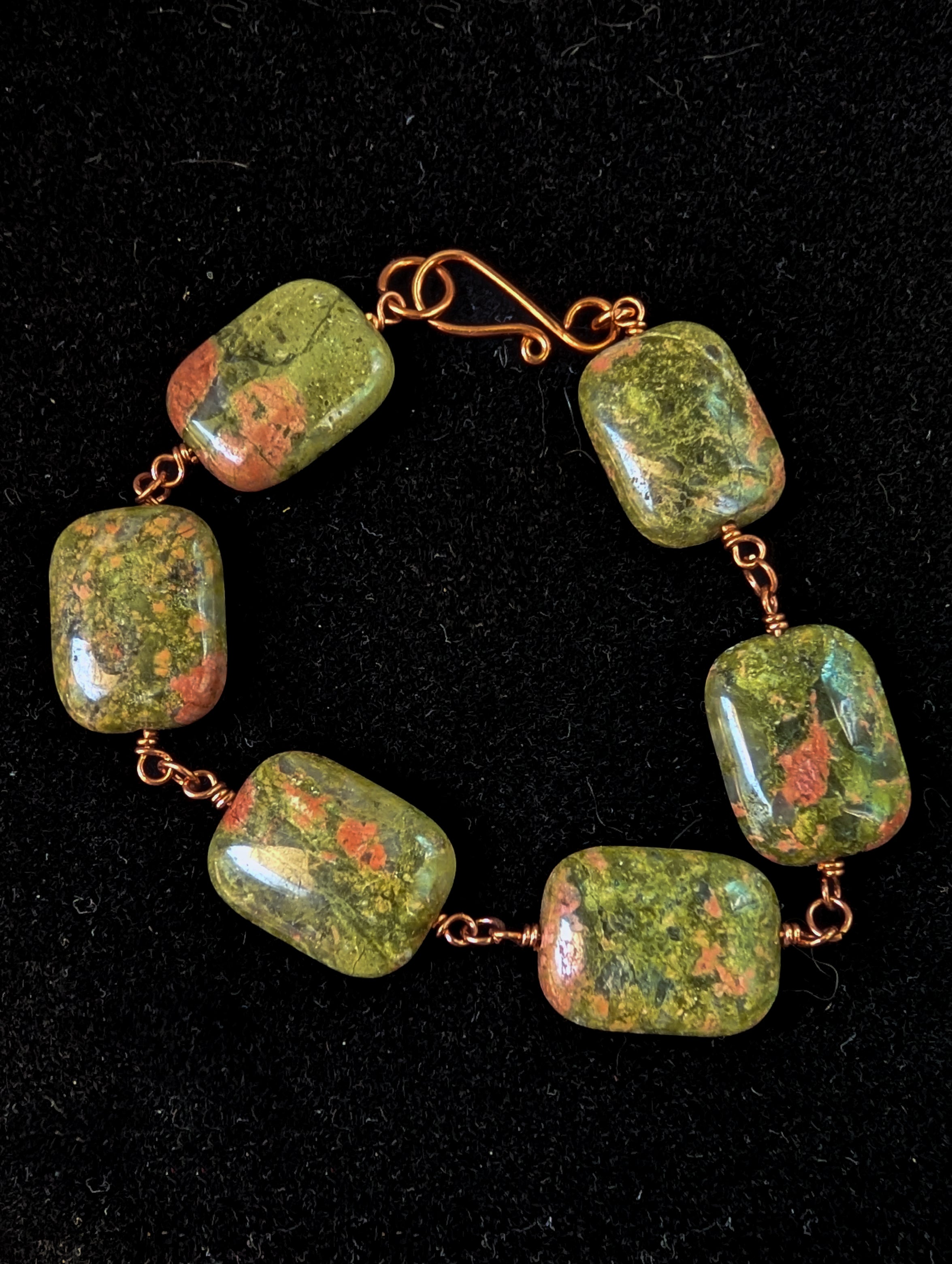 Unakite Bead Chain Bracelet
