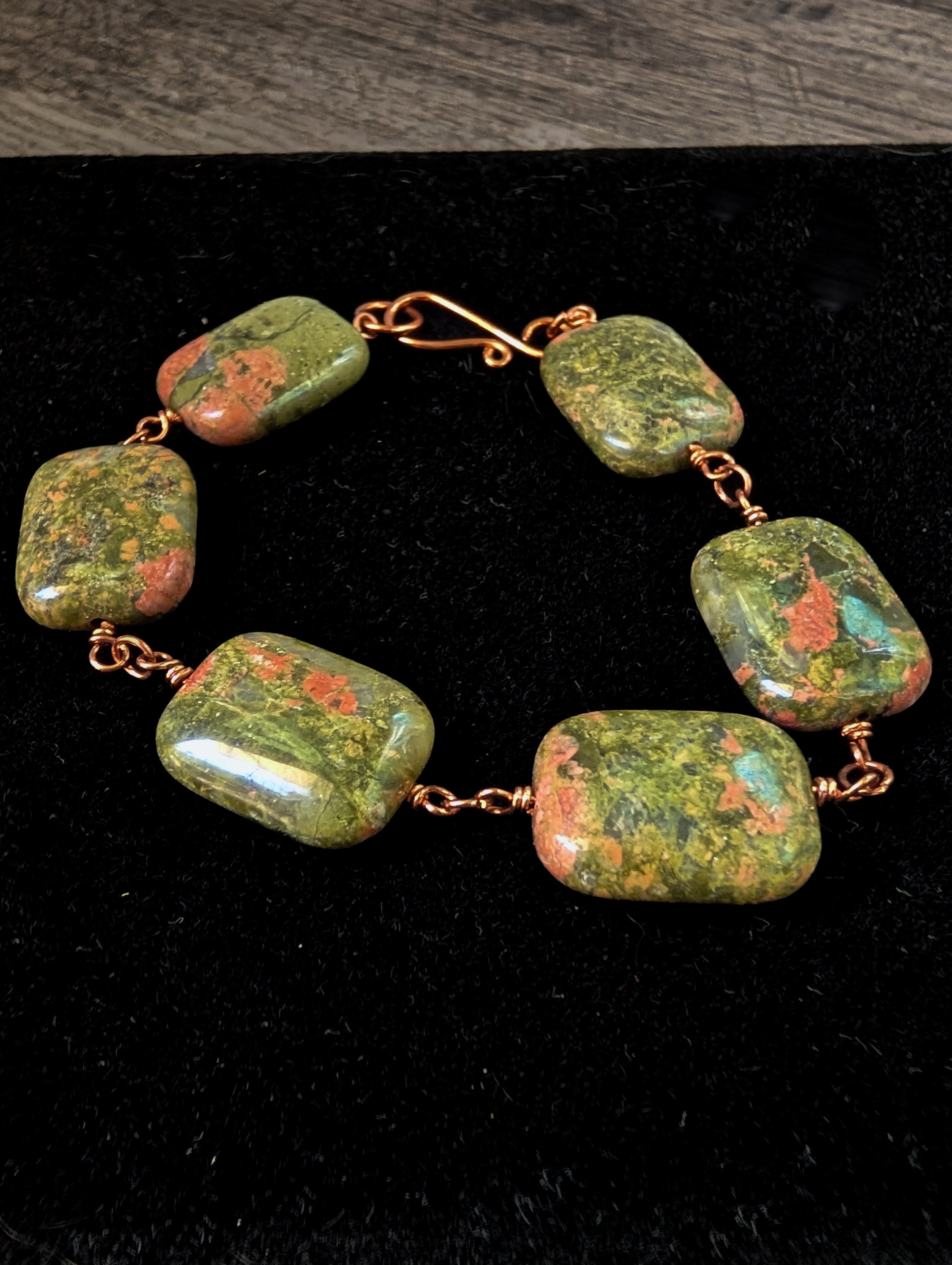 Unakite Bead Chain Bracelet