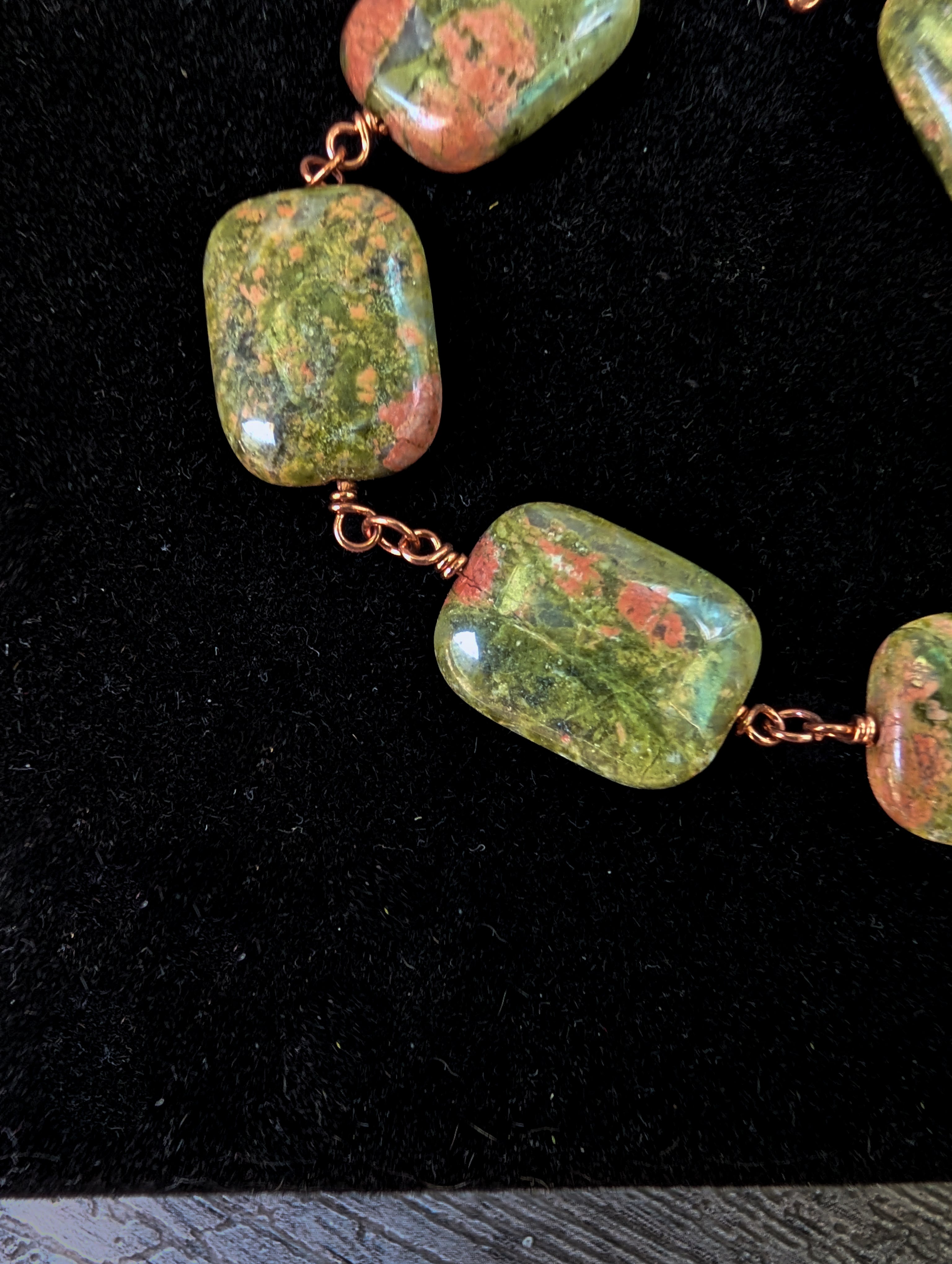 Unakite Bead Chain Bracelet