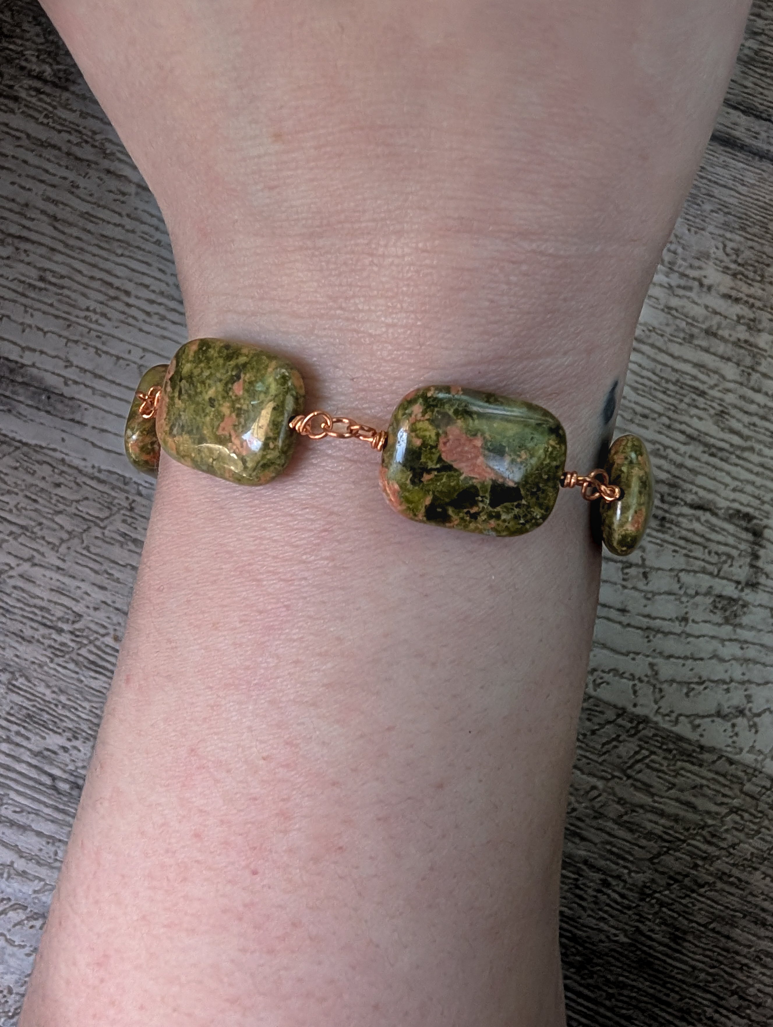 Unakite Bead Chain Bracelet