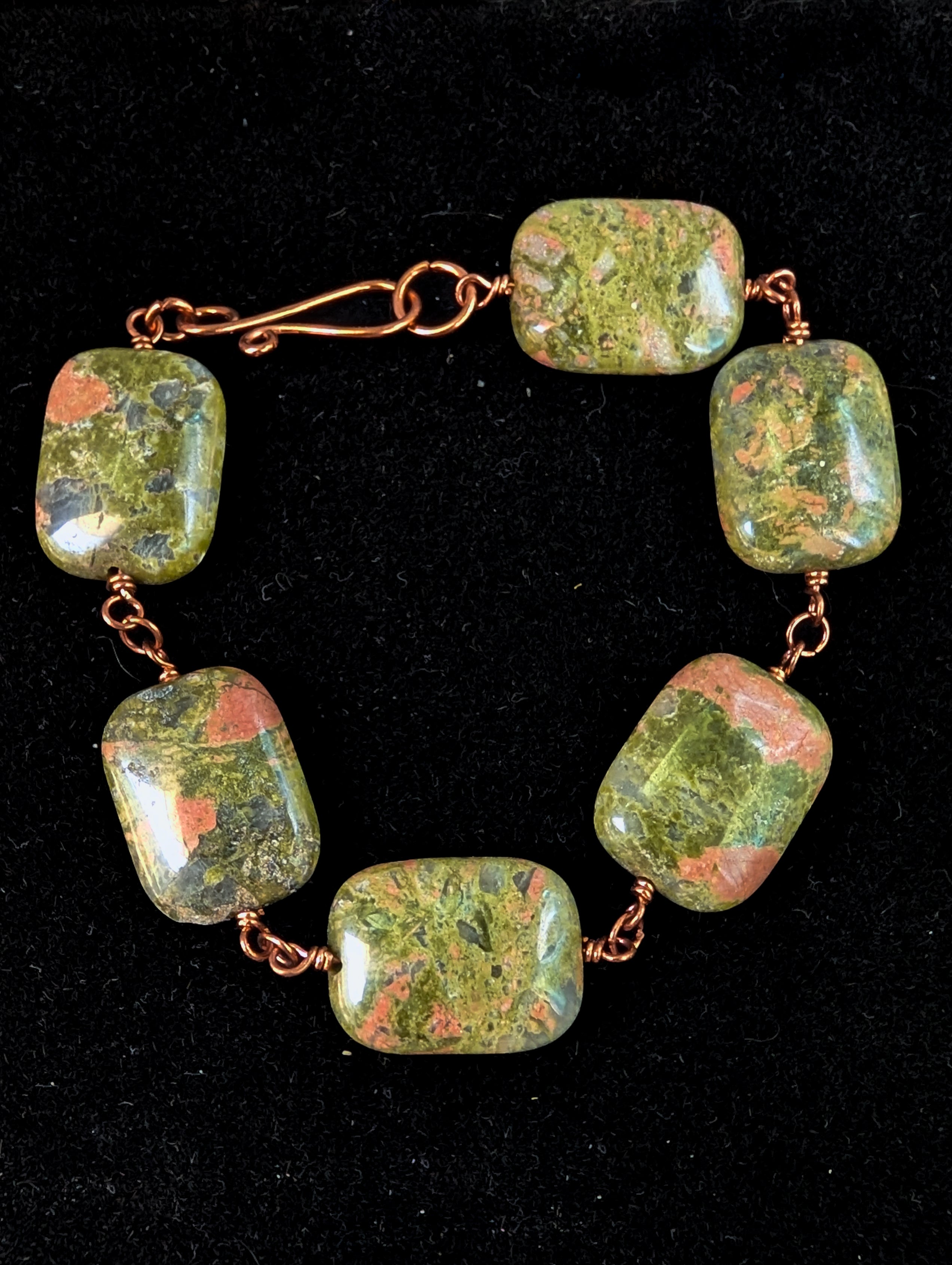 Unakite Bead Chain Bracelet