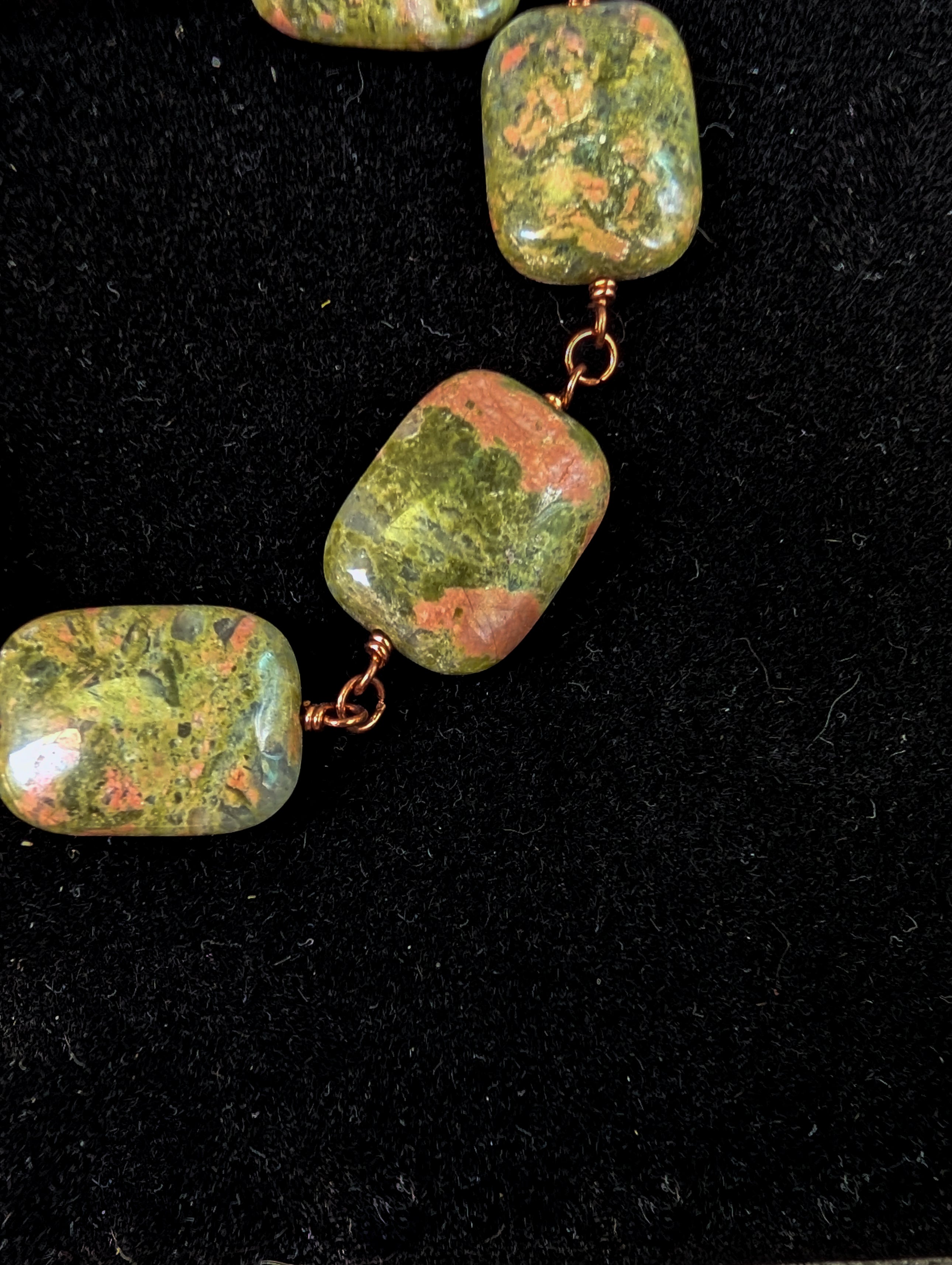 Unakite Bead Chain Bracelet