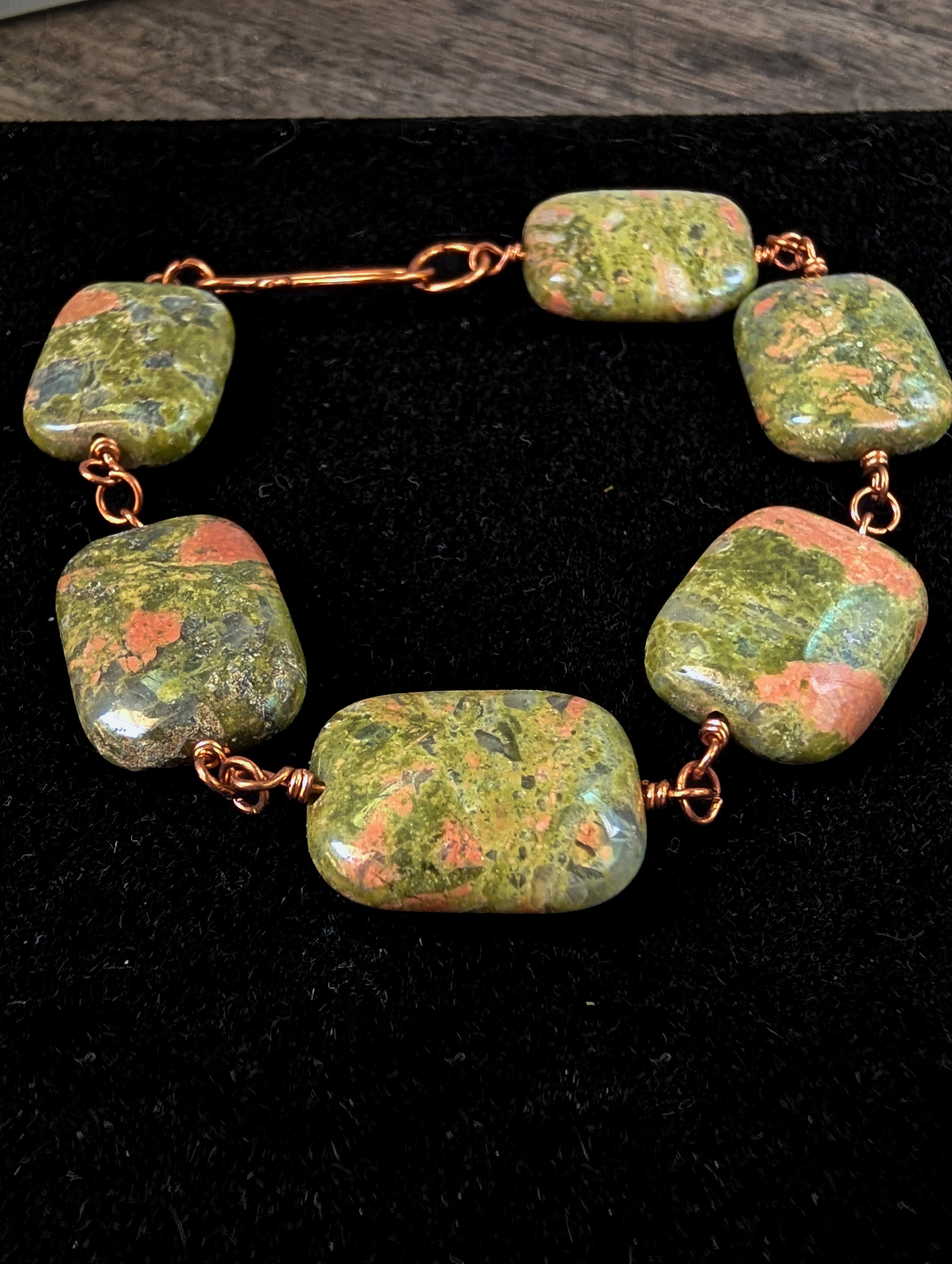 Unakite Bead Chain Bracelet