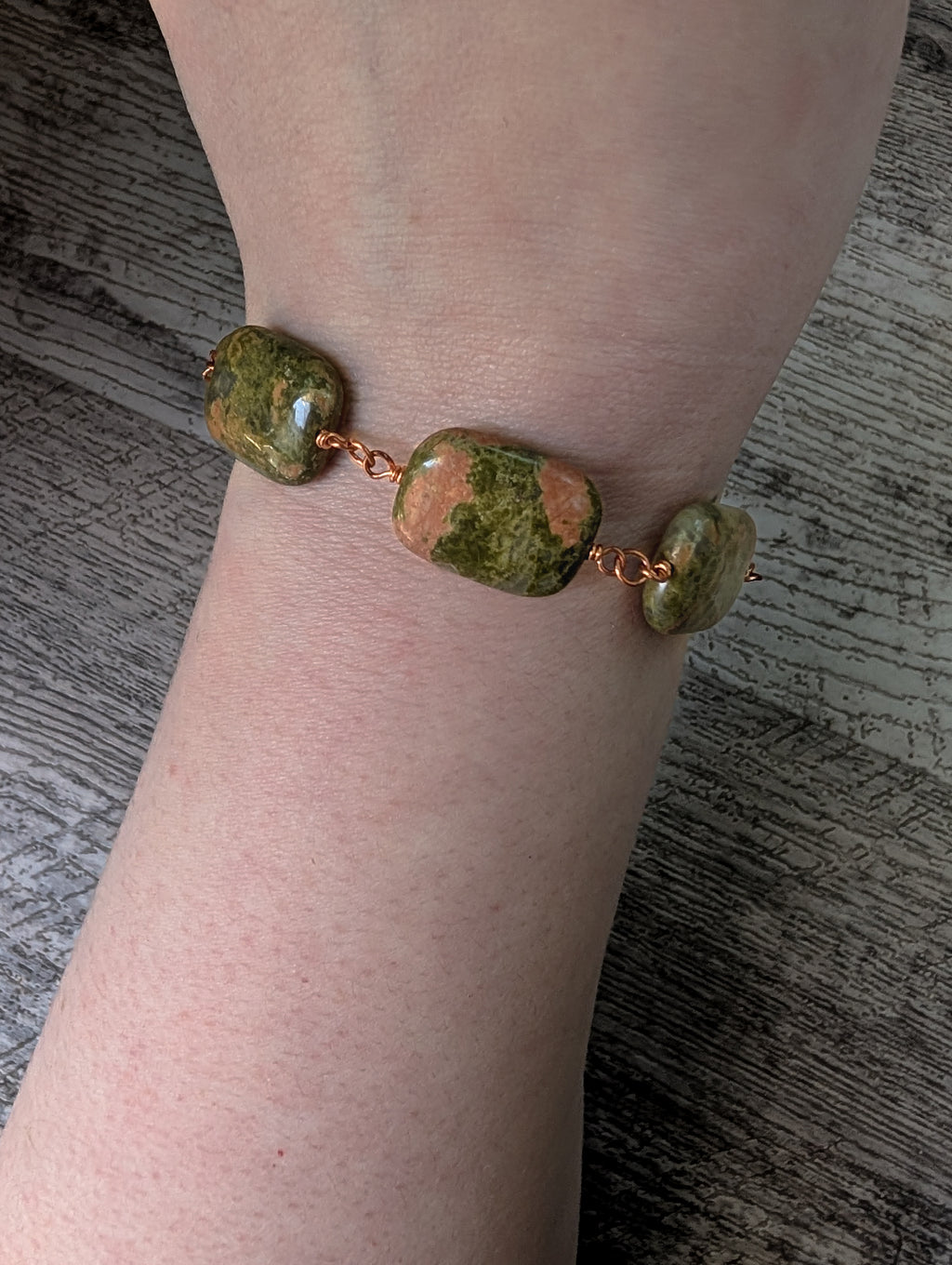 Unakite Bead Chain Bracelet