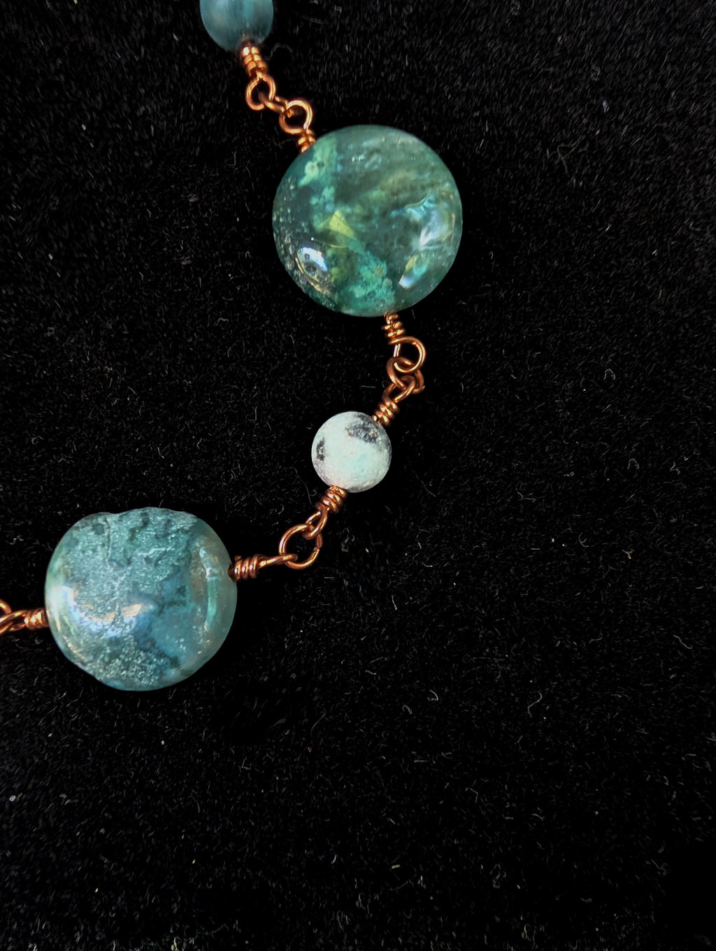 Green Coin Bead Chain Bracelet