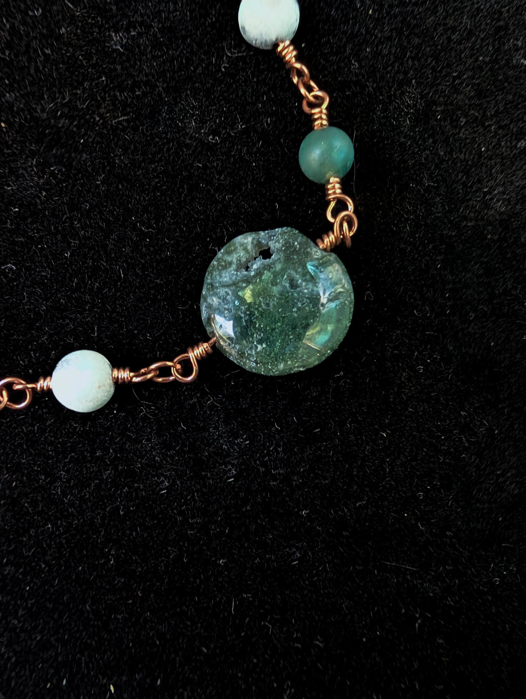 Green Coin Bead Chain Bracelet
