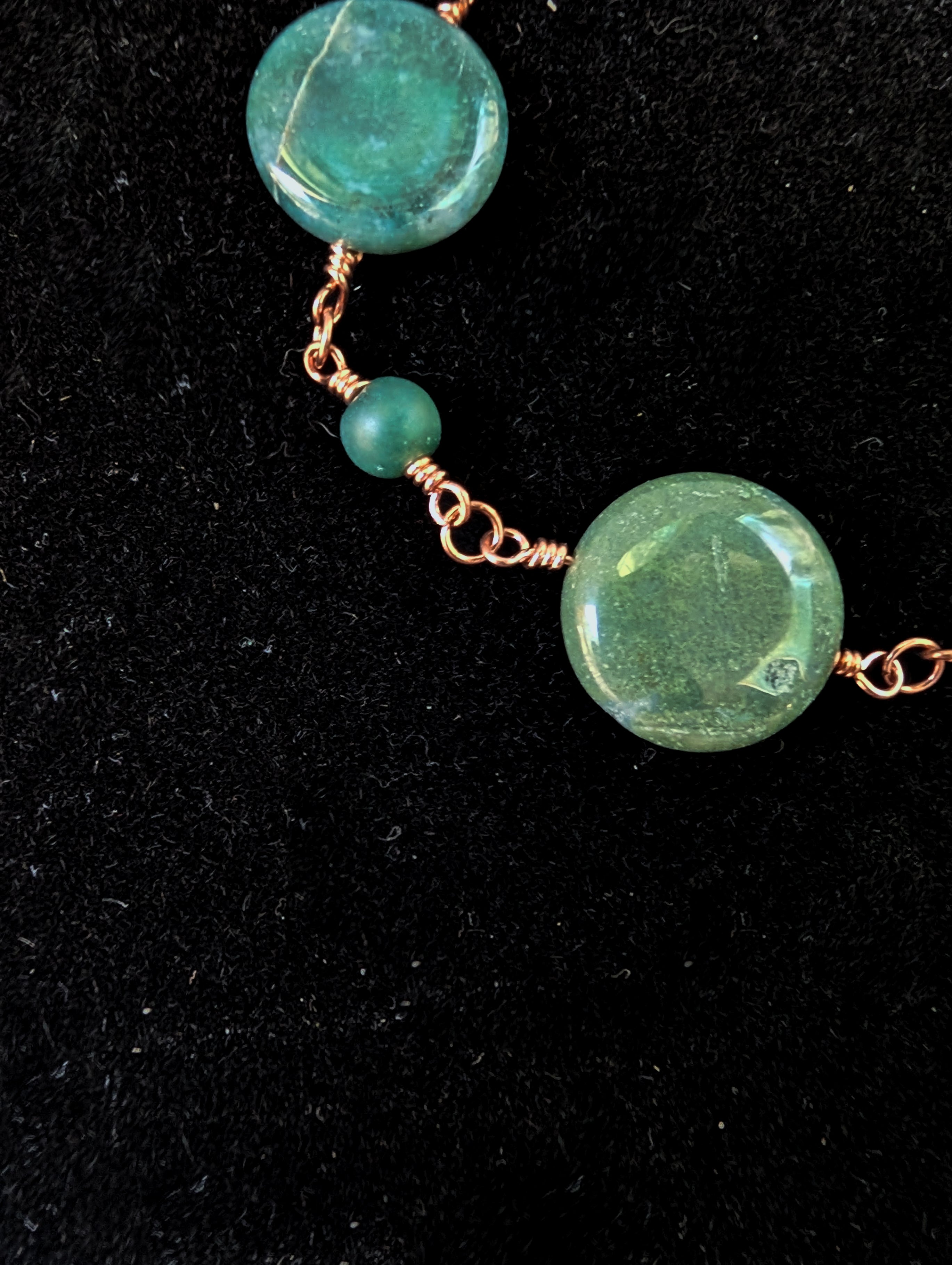 Green Coin Bead Chain Bracelet