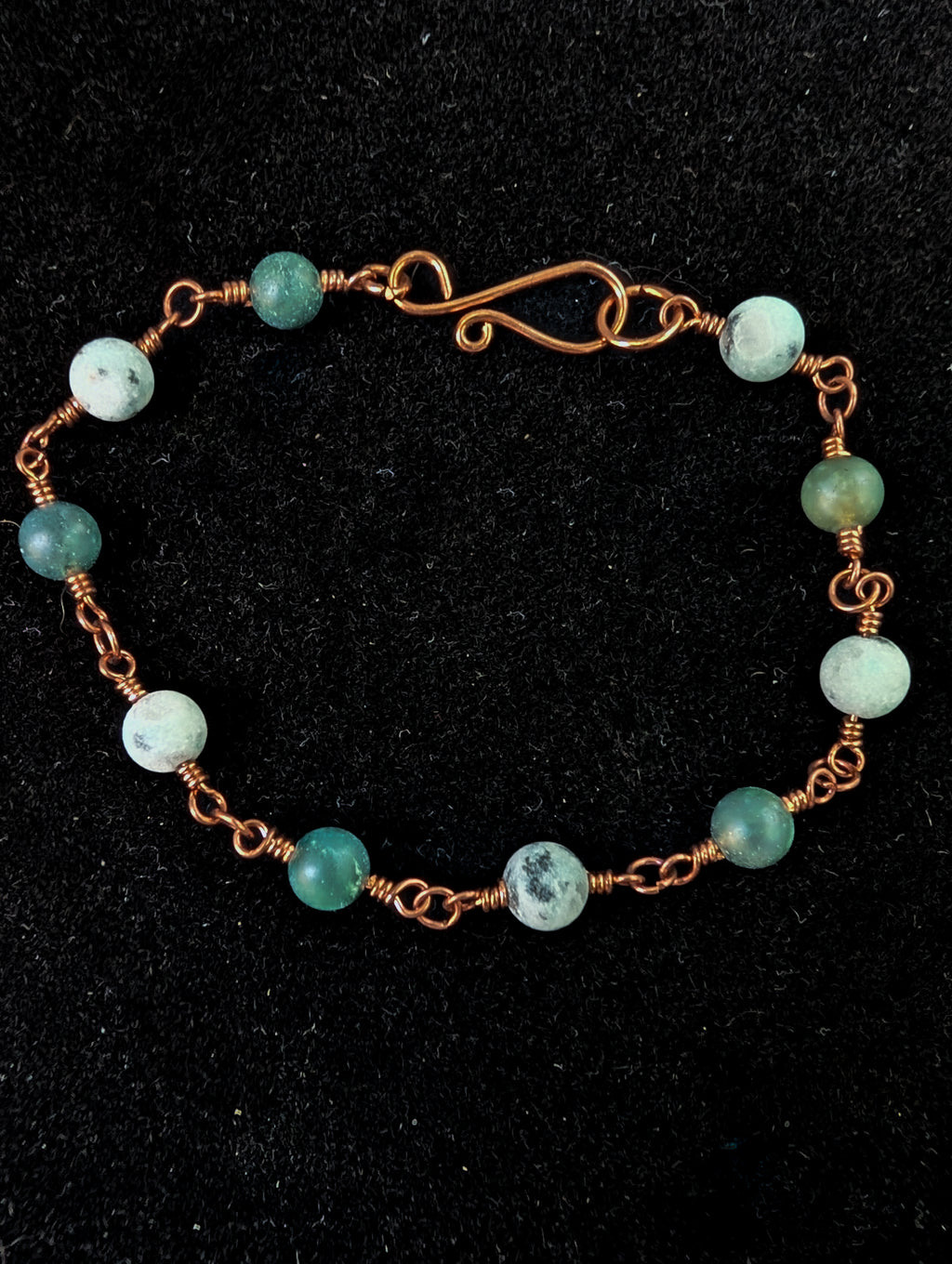 Sesame Jasper and Moss Agate Chain Bead Bracelet