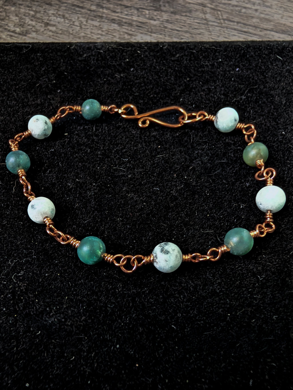 Sesame Jasper and Moss Agate Chain Bead Bracelet