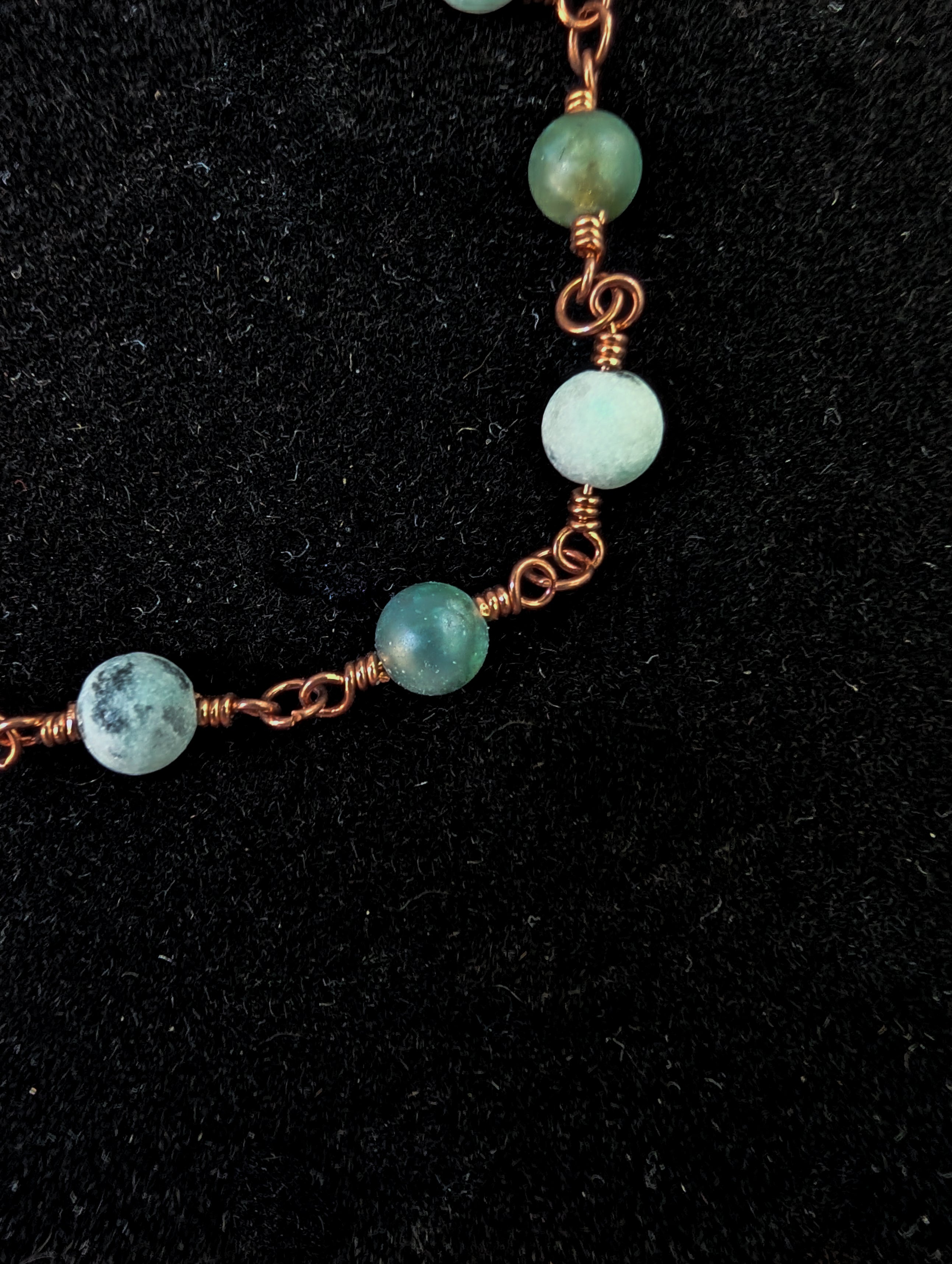 Sesame Jasper and Moss Agate Chain Bead Bracelet