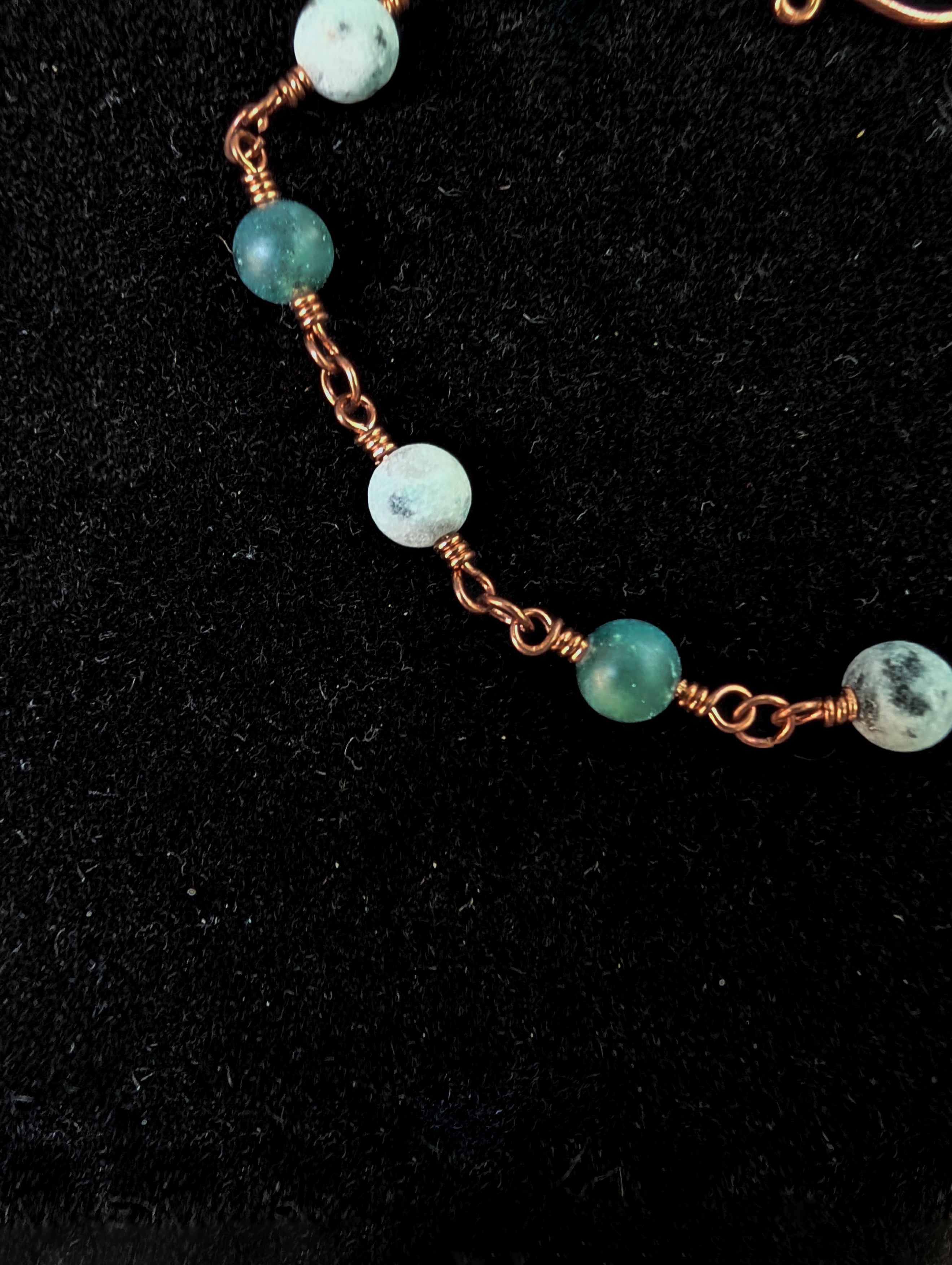 Sesame Jasper and Moss Agate Chain Bead Bracelet