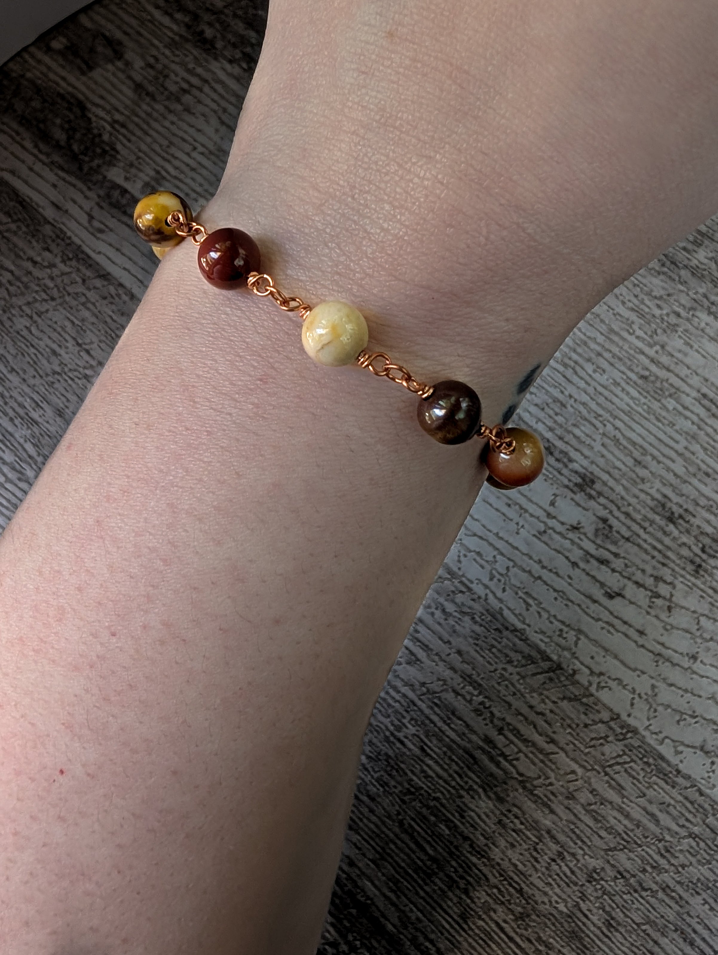 Mookaite Bead Chain Bracelet