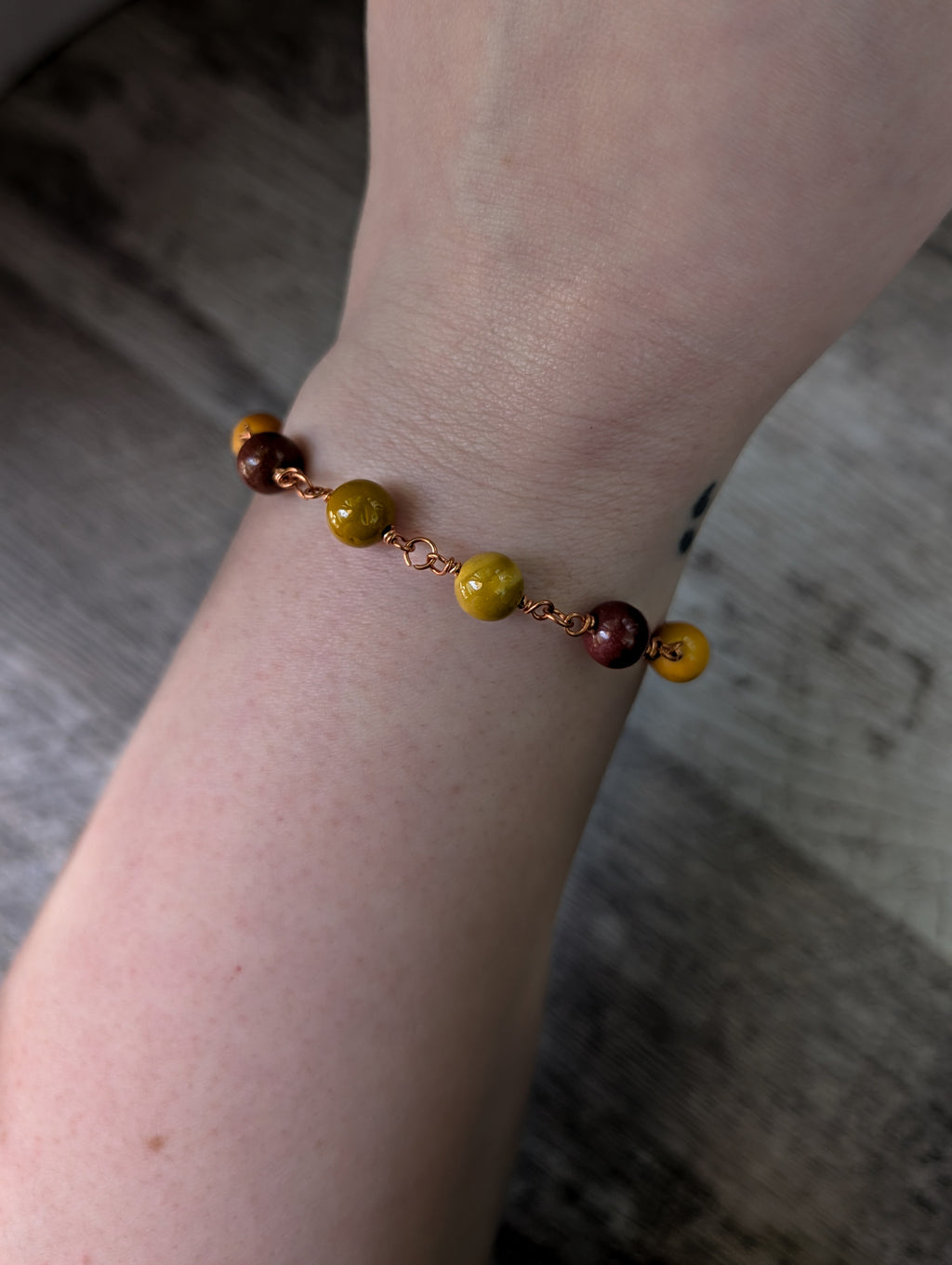 Mookaite Bead Chain Bracelet