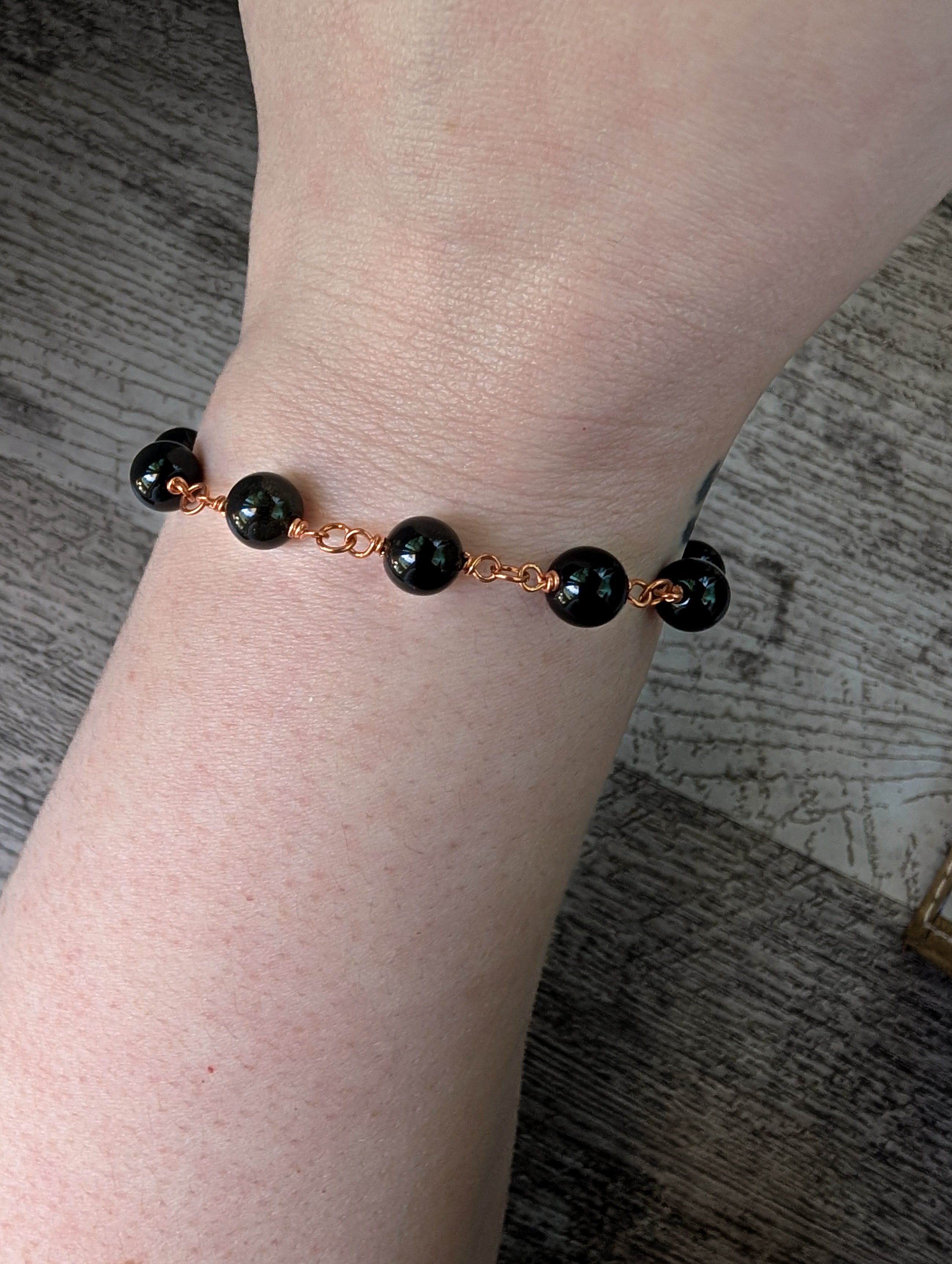 Obsidian Bead Chain Bracelet
