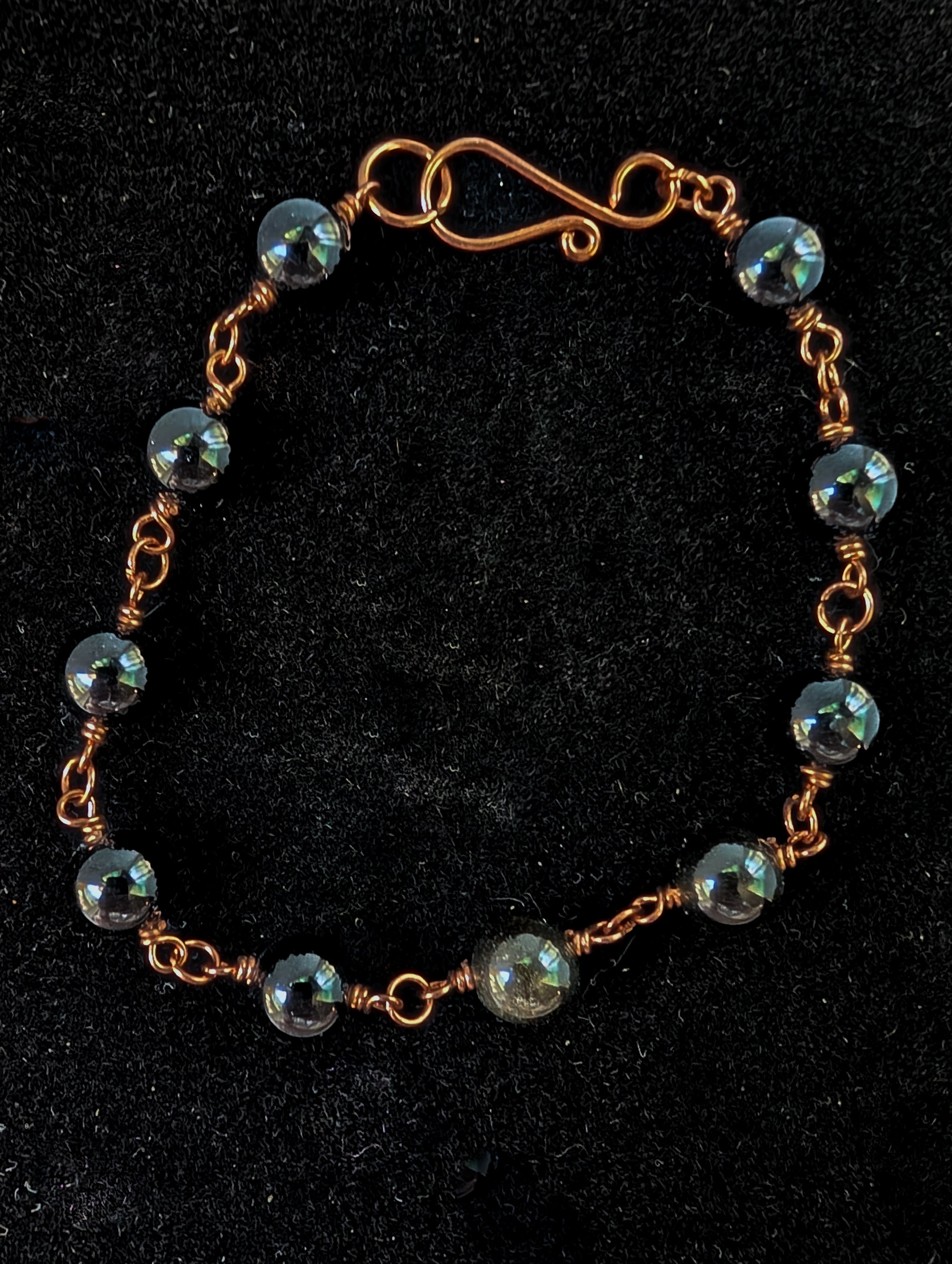 Obsidian Bead Chain Bracelet