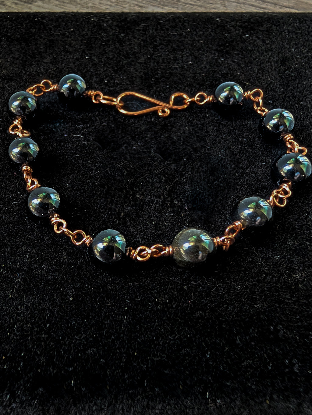 Obsidian Bead Chain Bracelet