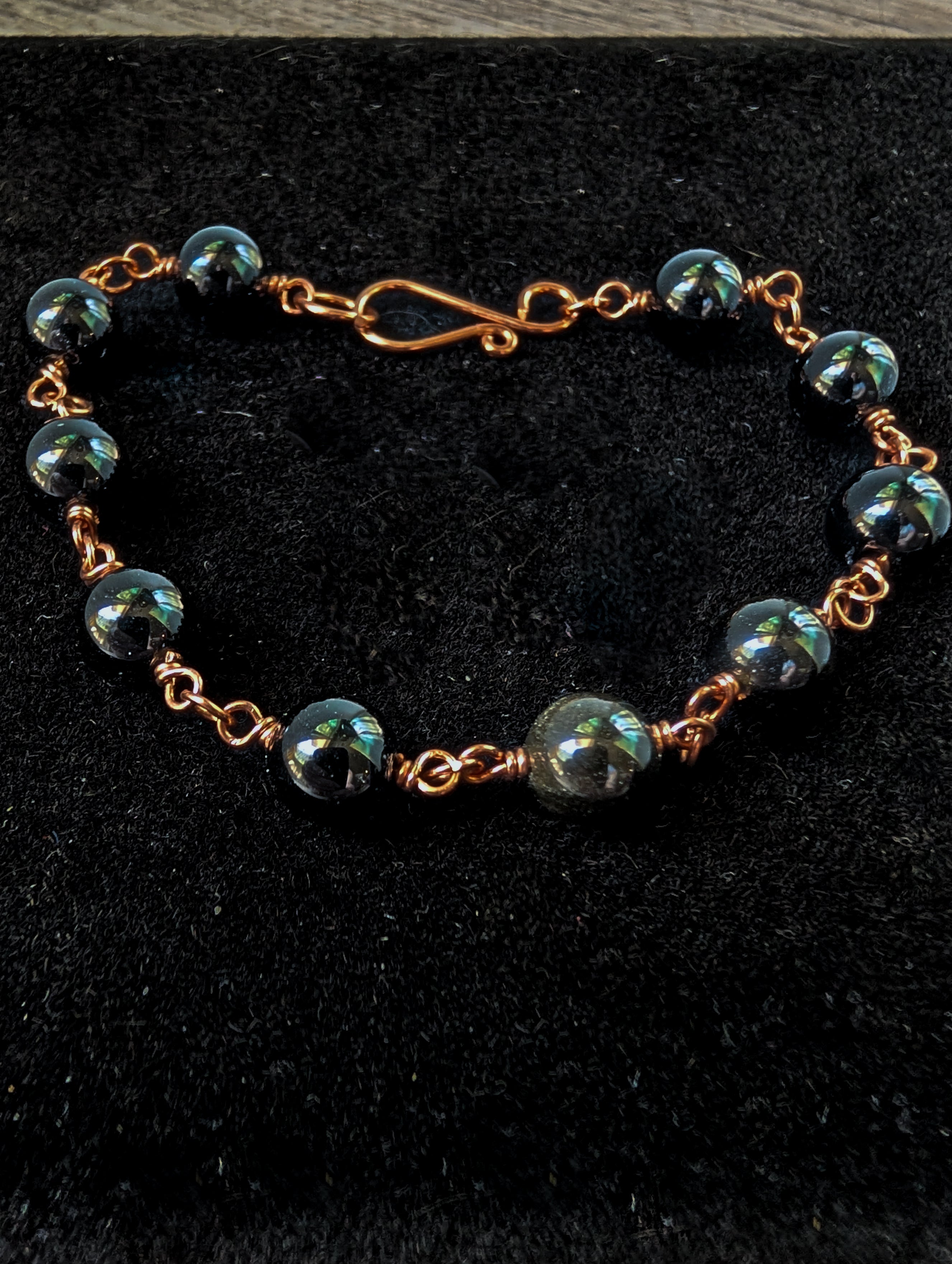 Obsidian Bead Chain Bracelet