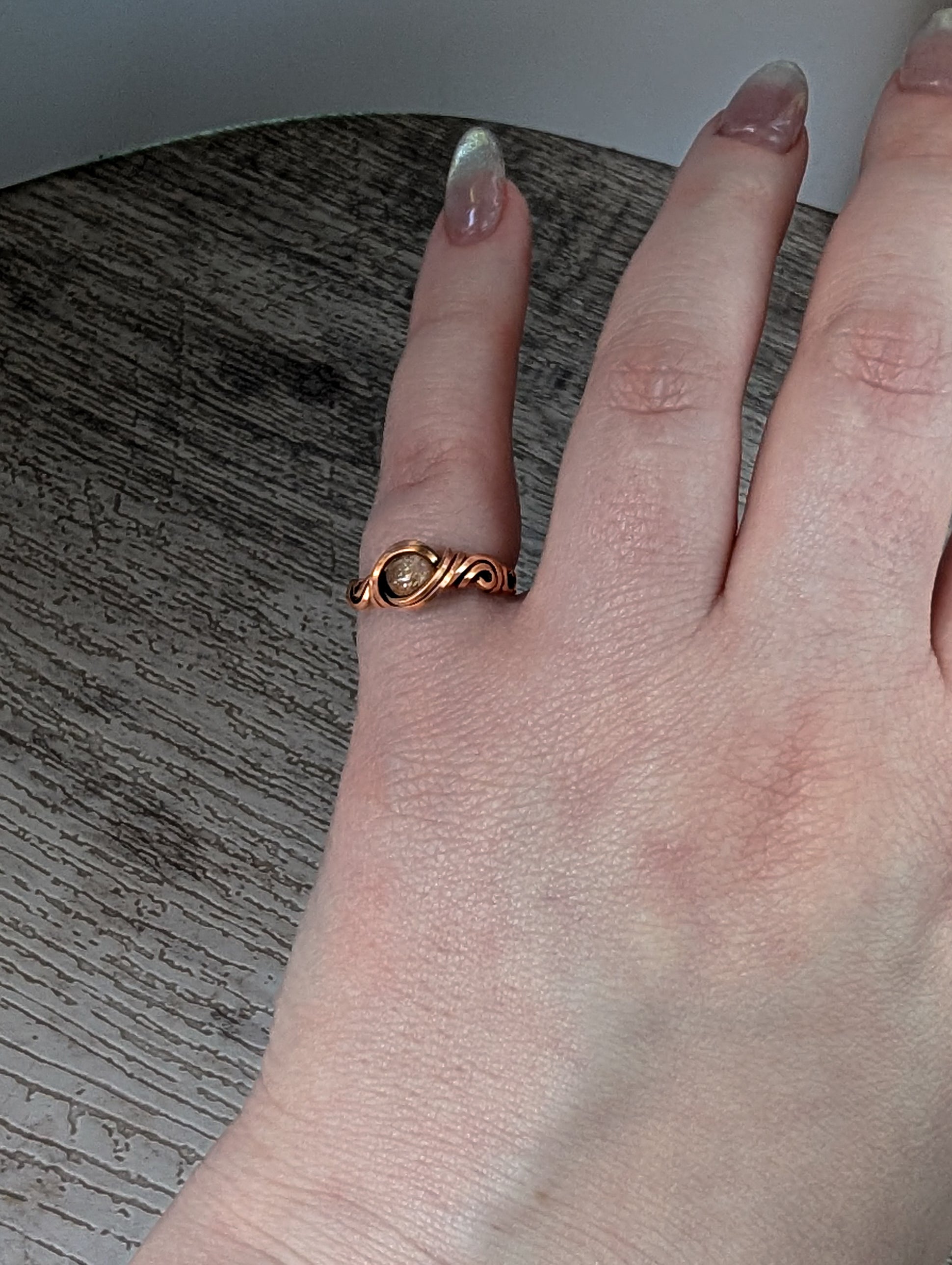 Sunstone Copper Ring Size 4.5